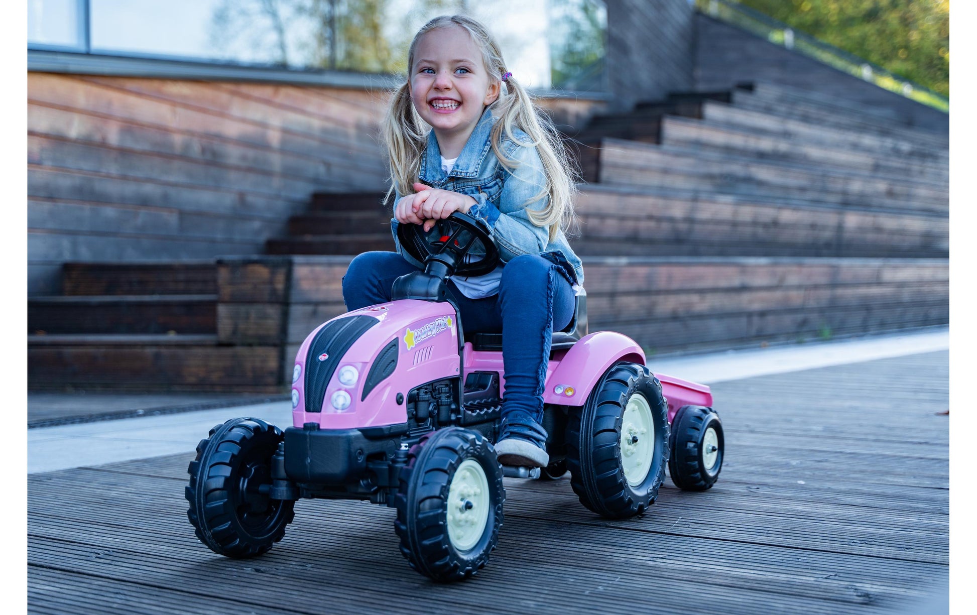 Falk Rutschfahrzeug Traktor – 123,0 × 53,0 × 42,0 cm – Rosa – Kunststoff/Stahl – ab 2 J.