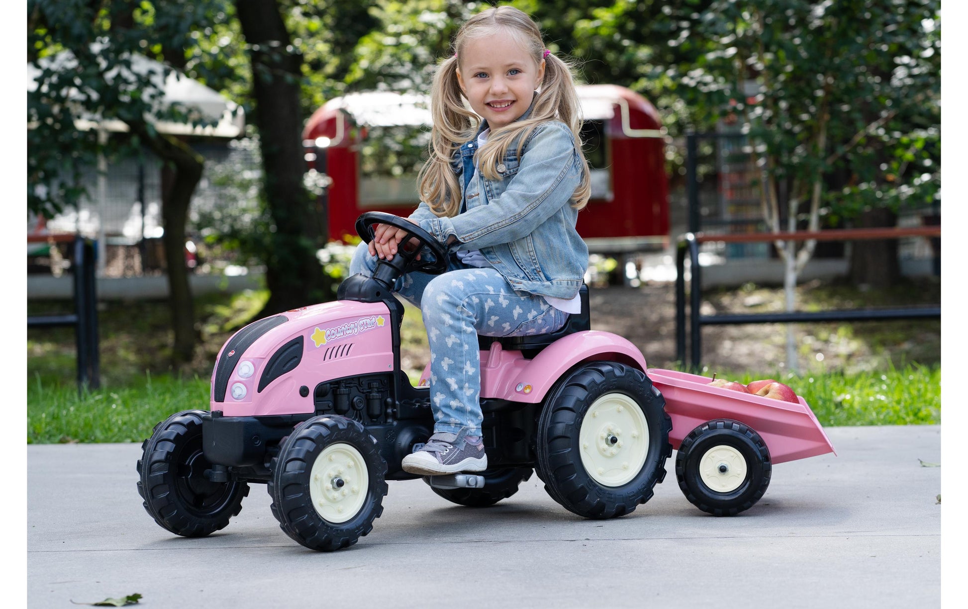 Falk Rutschfahrzeug Traktor – 123,0 × 53,0 × 42,0 cm – Rosa – Kunststoff/Stahl – ab 2 J.