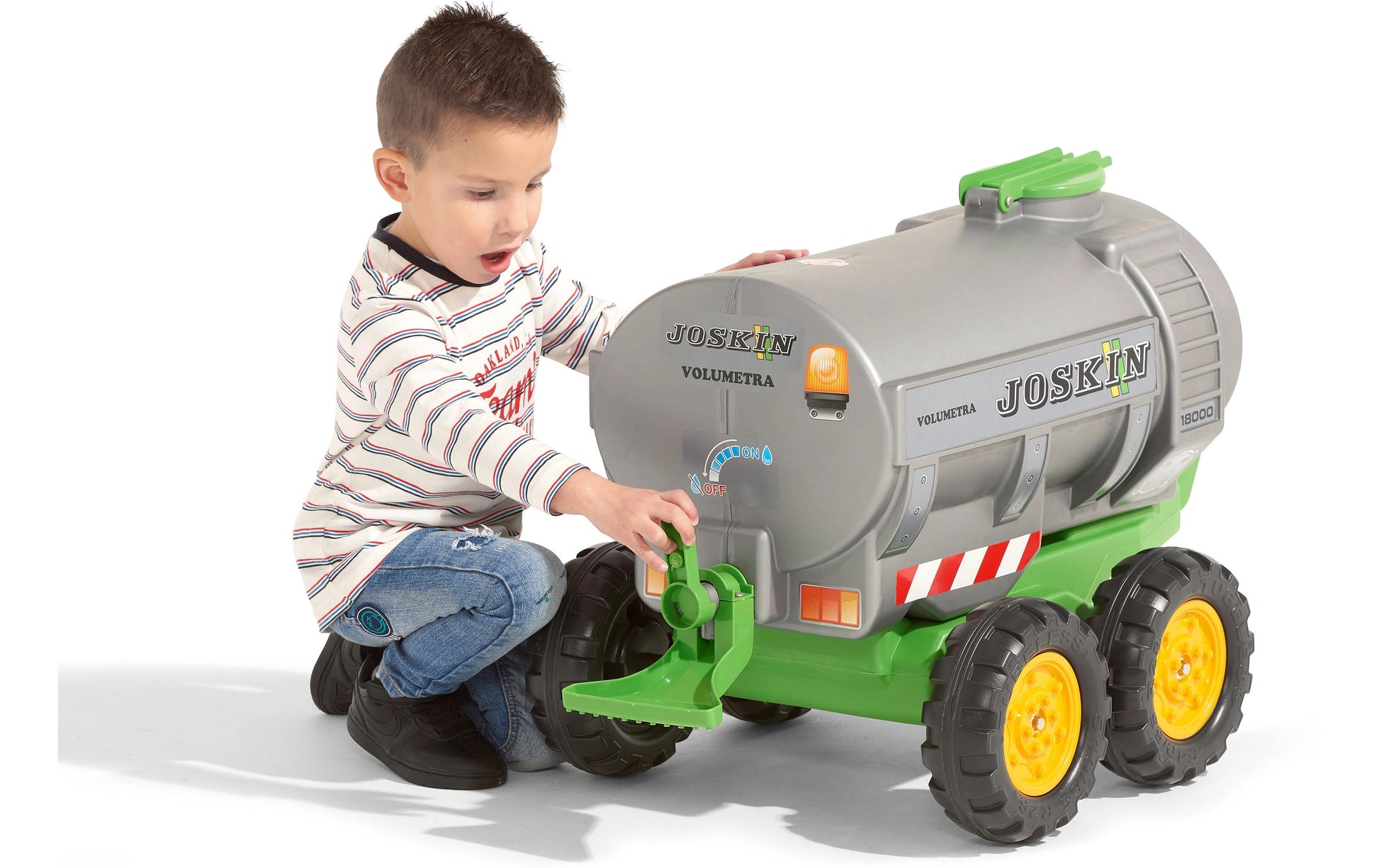Falk Joskin Tanker L-XXL Anhänger – max. Last 20 kg, 87×53×52 cm – ab 3 J., Kunststoff, Stahl, grau/schwarz