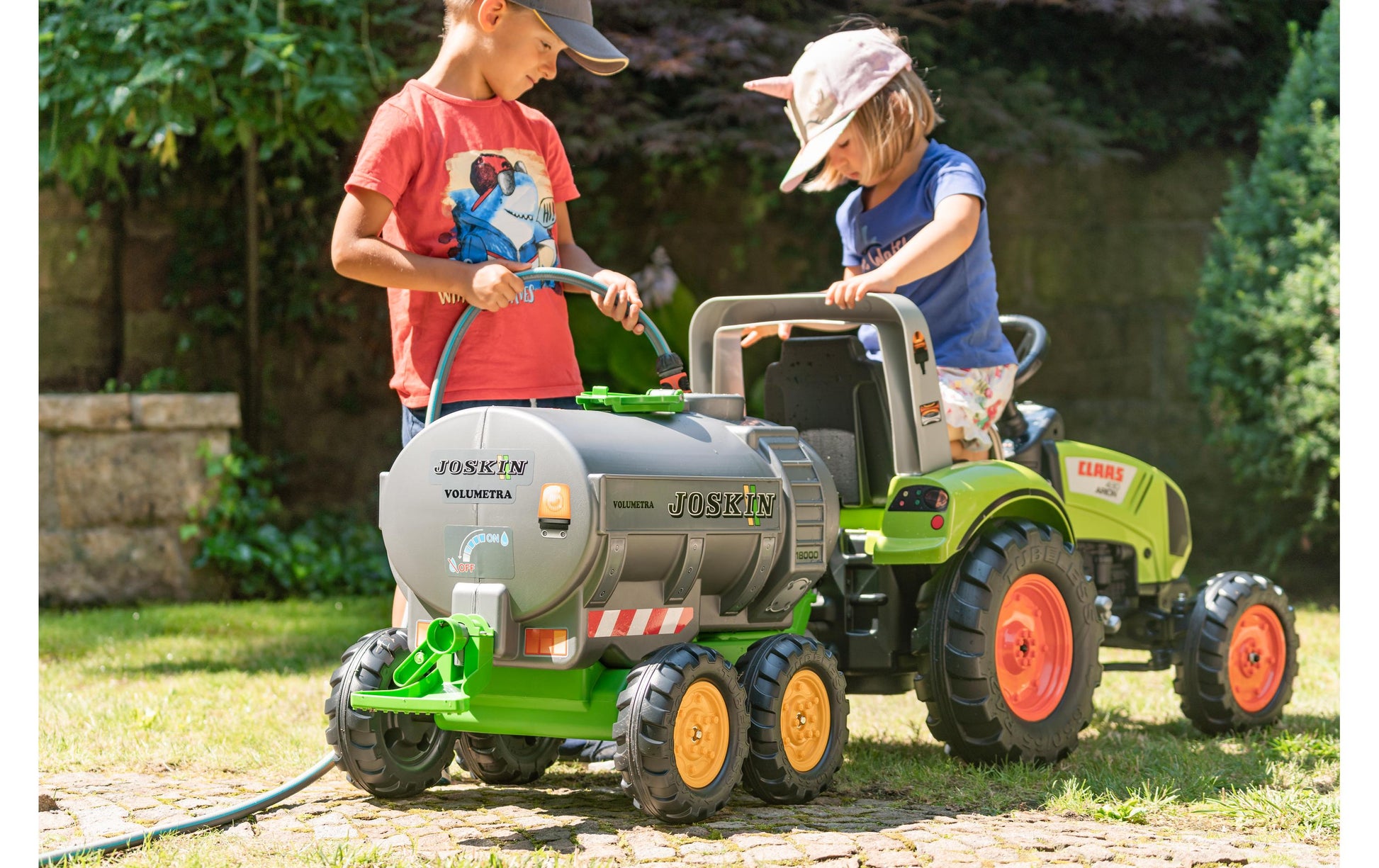 Falk Joskin Tanker L-XXL Anhänger – max. Last 20 kg, 87×53×52 cm – ab 3 J., Kunststoff, Stahl, grau/schwarz