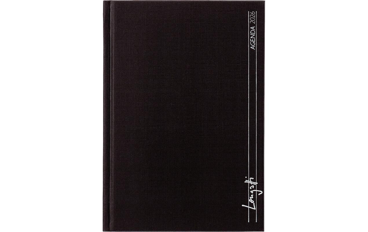 Biella LONGATTI Agenda – 1 Woche/2 Seiten, Gebunden, 10,4 × 14,8 cm, 2026, Mehrsprachig, Schwarz