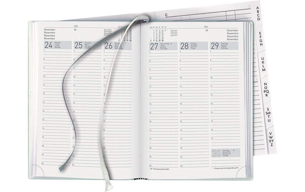 Biella Terminia Agenda – 1 Woche/2 Seiten, gebunden, 14,5 × 20,5 cm, 2026, weinrot, FSC