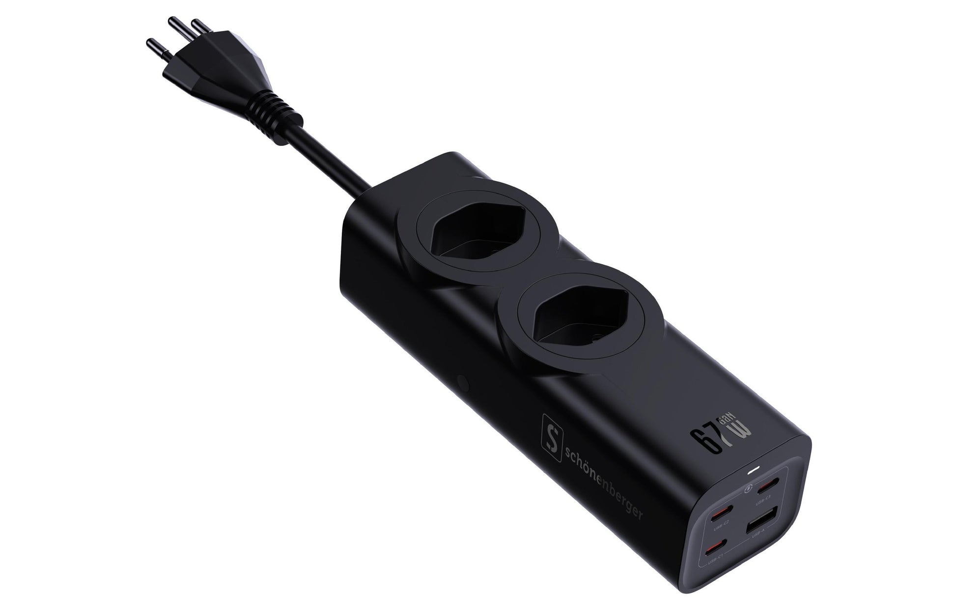 M. Schönenberger Schnellladestation 2xT13 3xUSB-C 1xUSB – Power Delivery 3.0, Schwarz