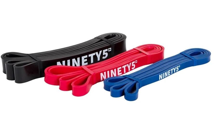 Fitcom Fitnessband-Set, 104 cm × 3 cm, Gummi, Mehrfarbig, 4 Widerstandsstufen (leicht–extra stark)