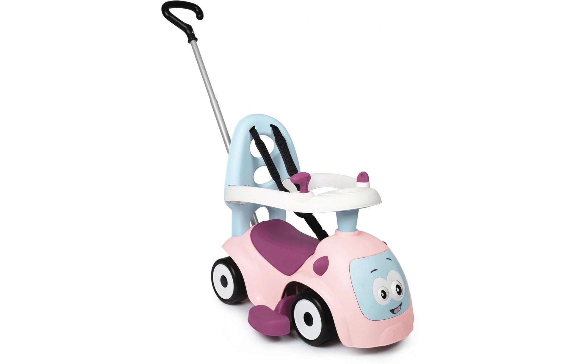 Smoby Maestro 3-in-1 Rutschfahrzeug – Rosa – 61 × 55 × 44 cm – Schiebestange, Fussstütze – ab 0,5 J.