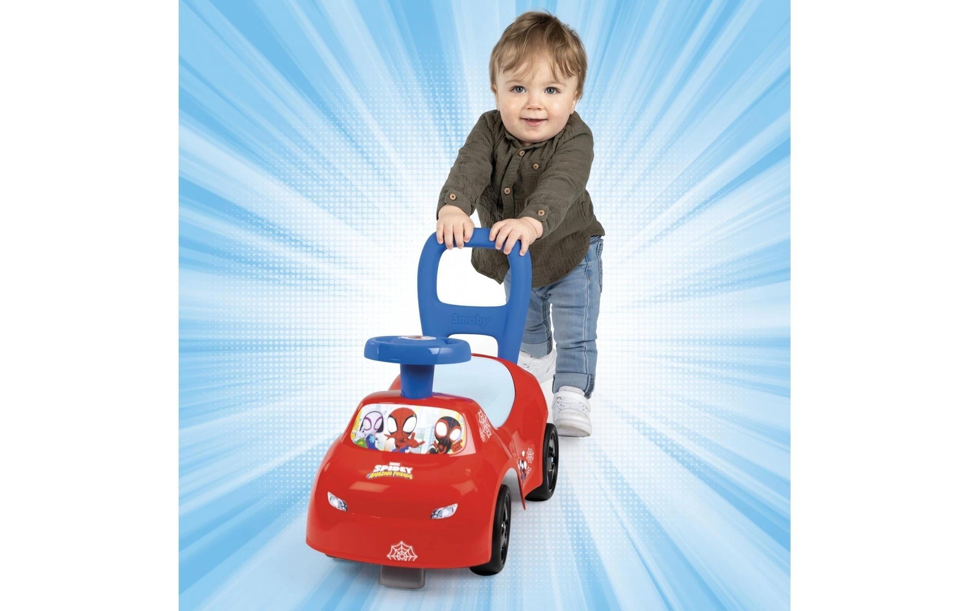 Smoby Rutschauto Spidey – mit Hupe, Kippschutz – 54 × 40 × 27 cm – 1 Stück – ab 10 Monaten – Kunststoff, mehrfarbig