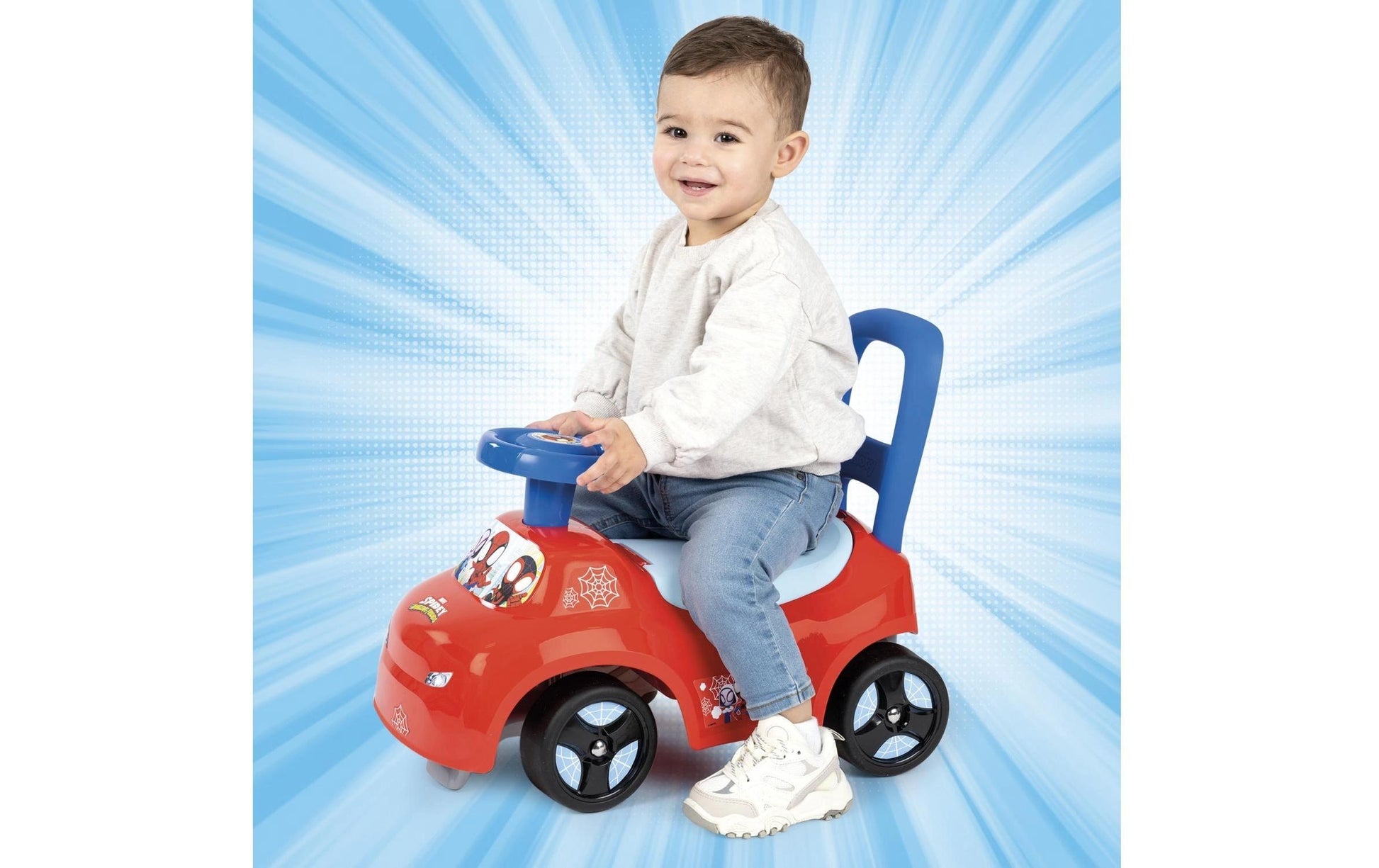 Smoby Rutschauto Spidey – mit Hupe, Kippschutz – 54 × 40 × 27 cm – 1 Stück – ab 10 Monaten – Kunststoff, mehrfarbig