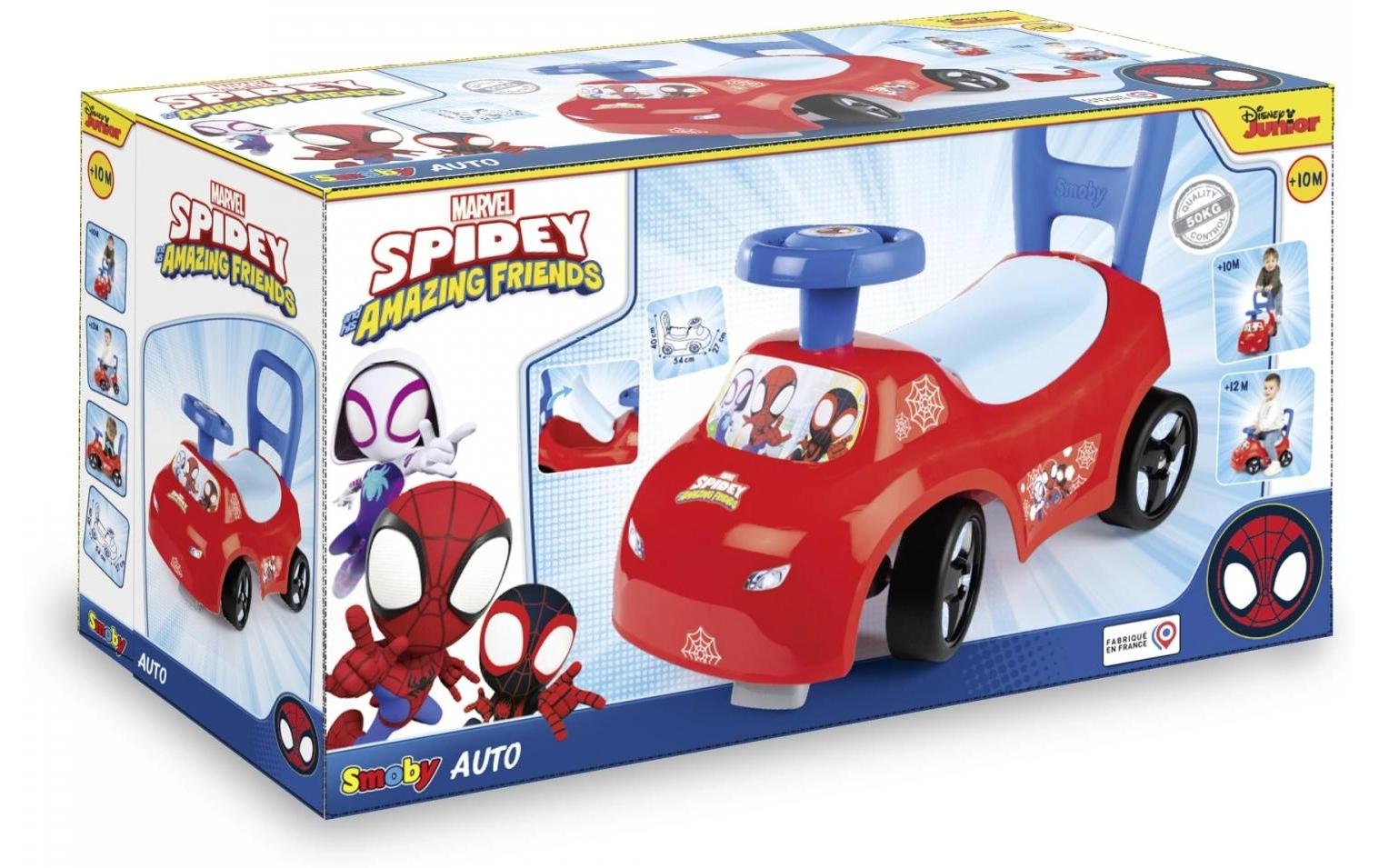Smoby Rutschauto Spidey – mit Hupe, Kippschutz – 54 × 40 × 27 cm – 1 Stück – ab 10 Monaten – Kunststoff, mehrfarbig
