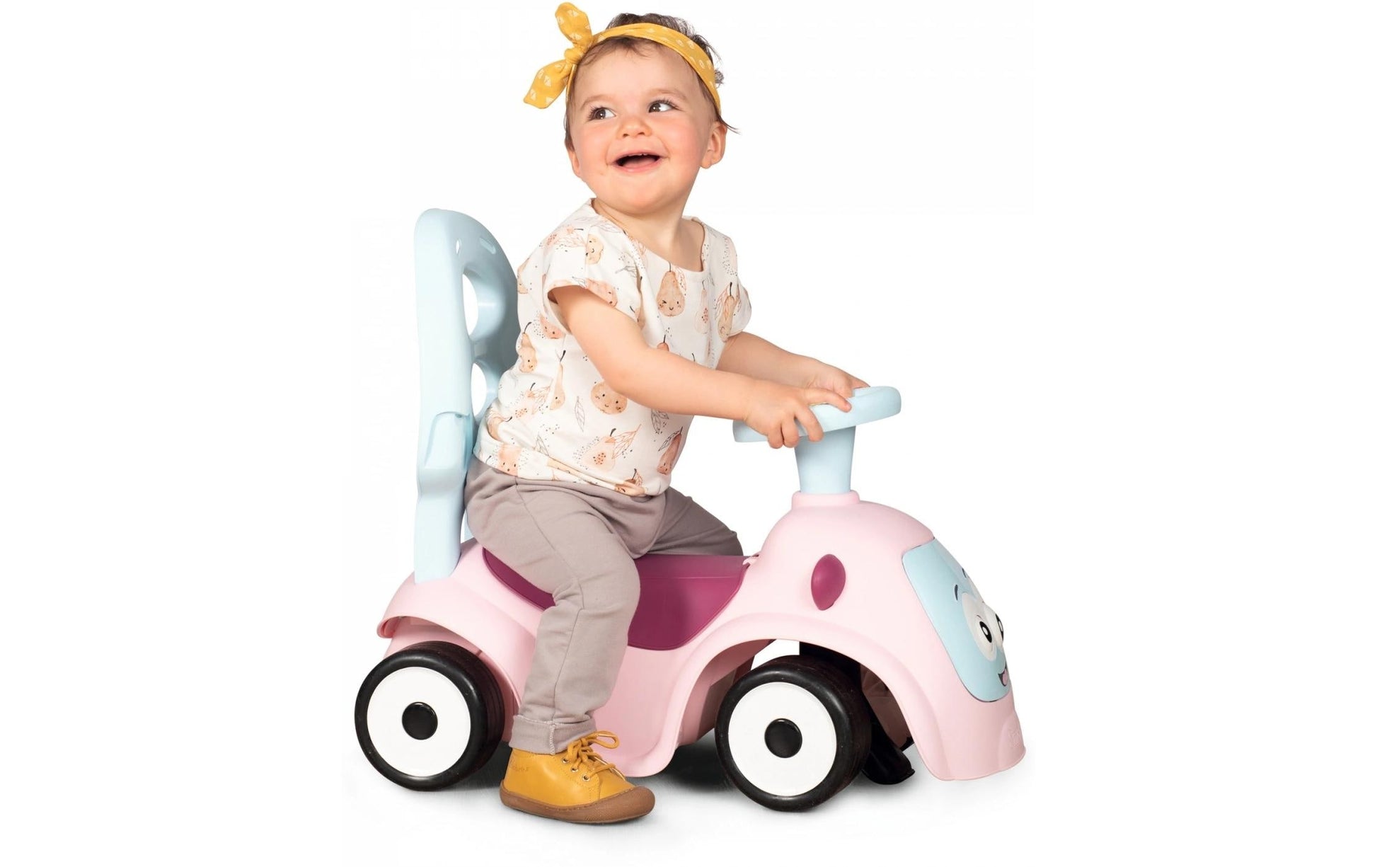 Smoby Maestro 3-in-1 Rutschfahrzeug – Rosa – 61 × 55 × 44 cm – Schiebestange, Fussstütze – ab 0,5 J.