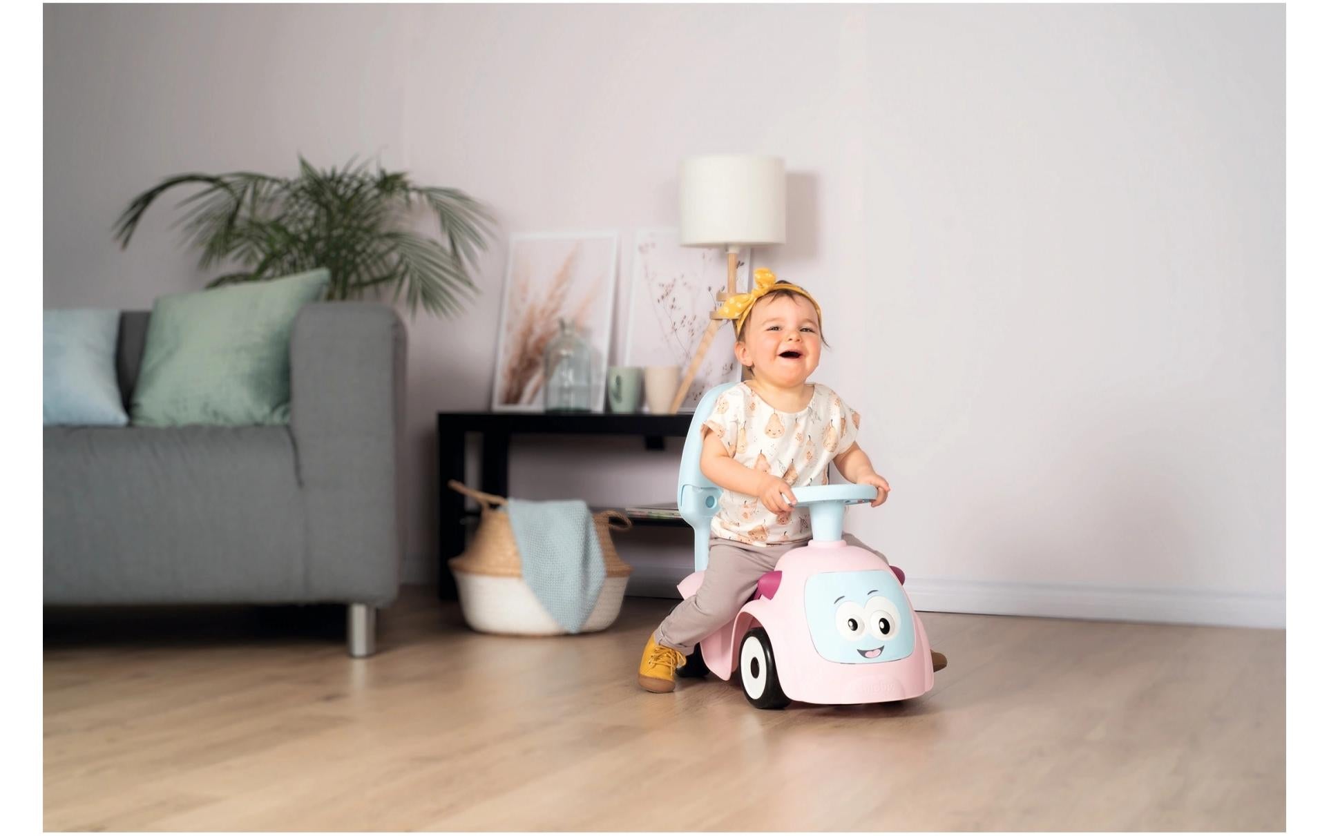 Smoby Maestro 3-in-1 Rutschfahrzeug – Rosa – 61 × 55 × 44 cm – Schiebestange, Fussstütze – ab 0,5 J.