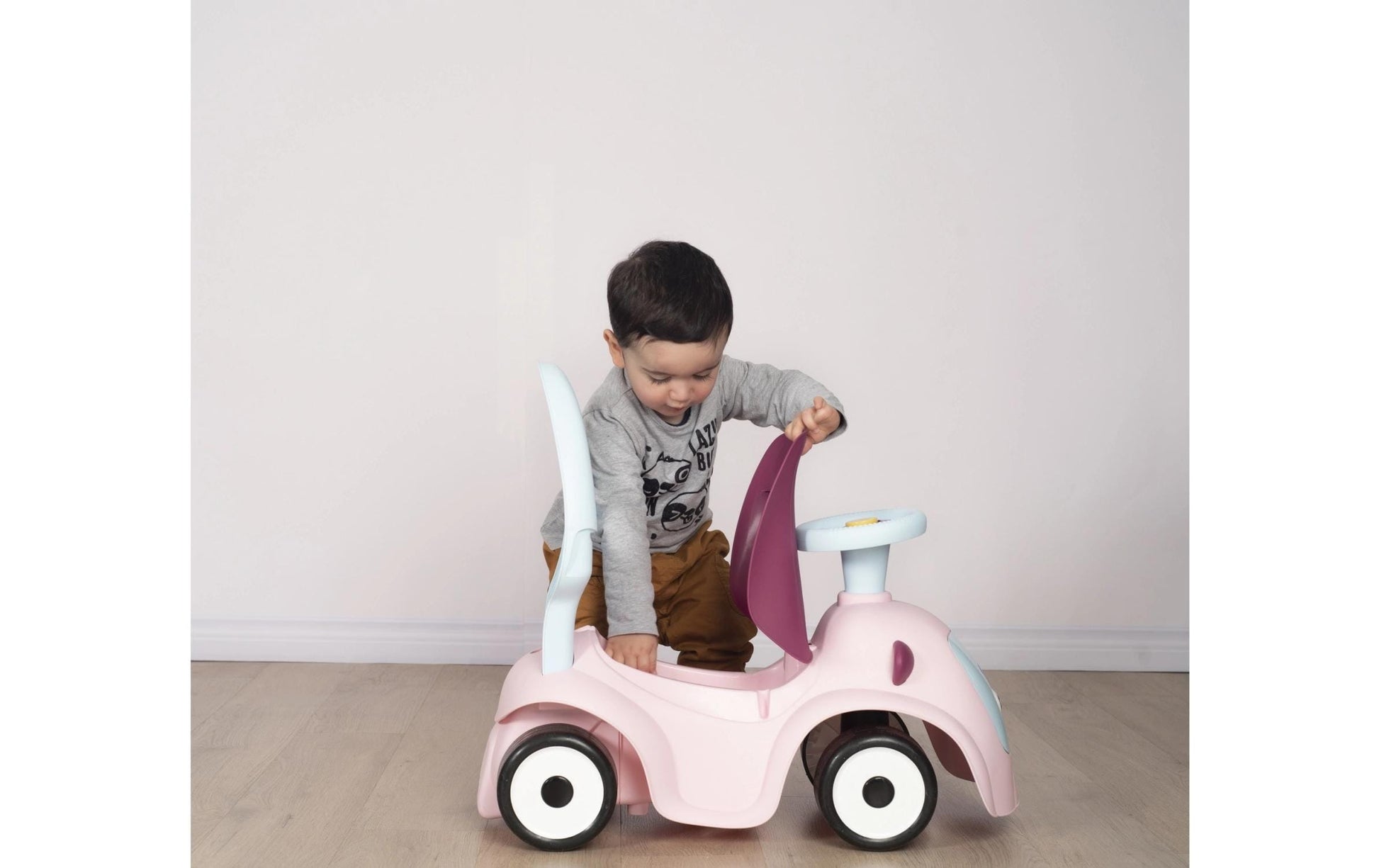 Smoby Maestro 3-in-1 Rutschfahrzeug – Rosa – 61 × 55 × 44 cm – Schiebestange, Fussstütze – ab 0,5 J.