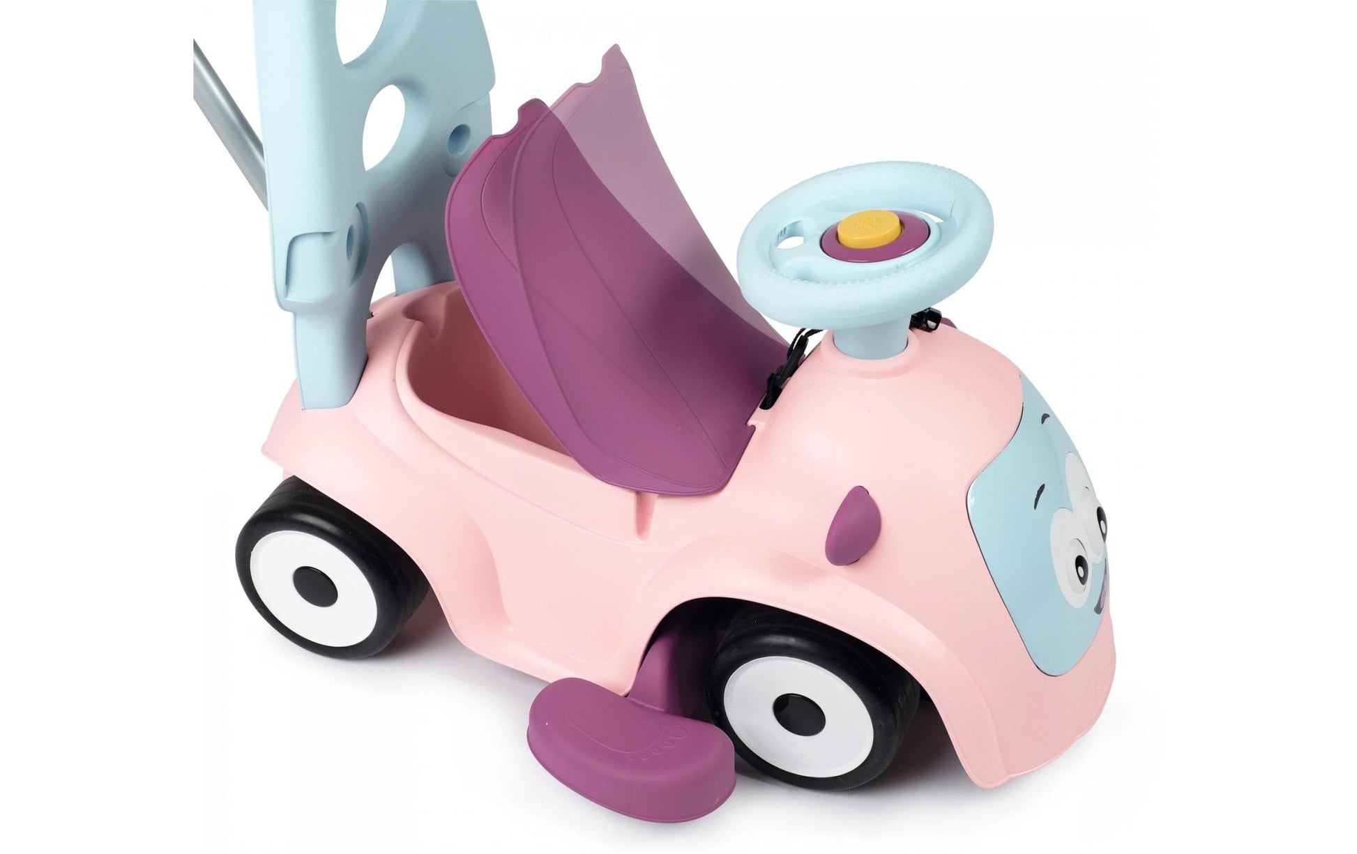 Smoby Maestro 3-in-1 Rutschfahrzeug – Rosa – 61 × 55 × 44 cm – Schiebestange, Fussstütze – ab 0,5 J.