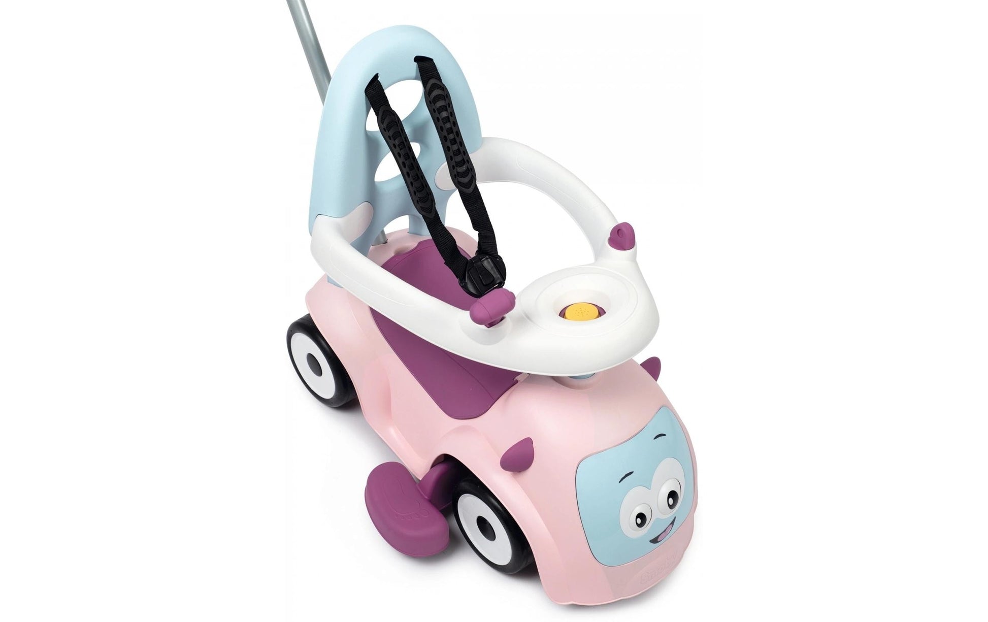 Smoby Maestro 3-in-1 Rutschfahrzeug – Rosa – 61 × 55 × 44 cm – Schiebestange, Fussstütze – ab 0,5 J.