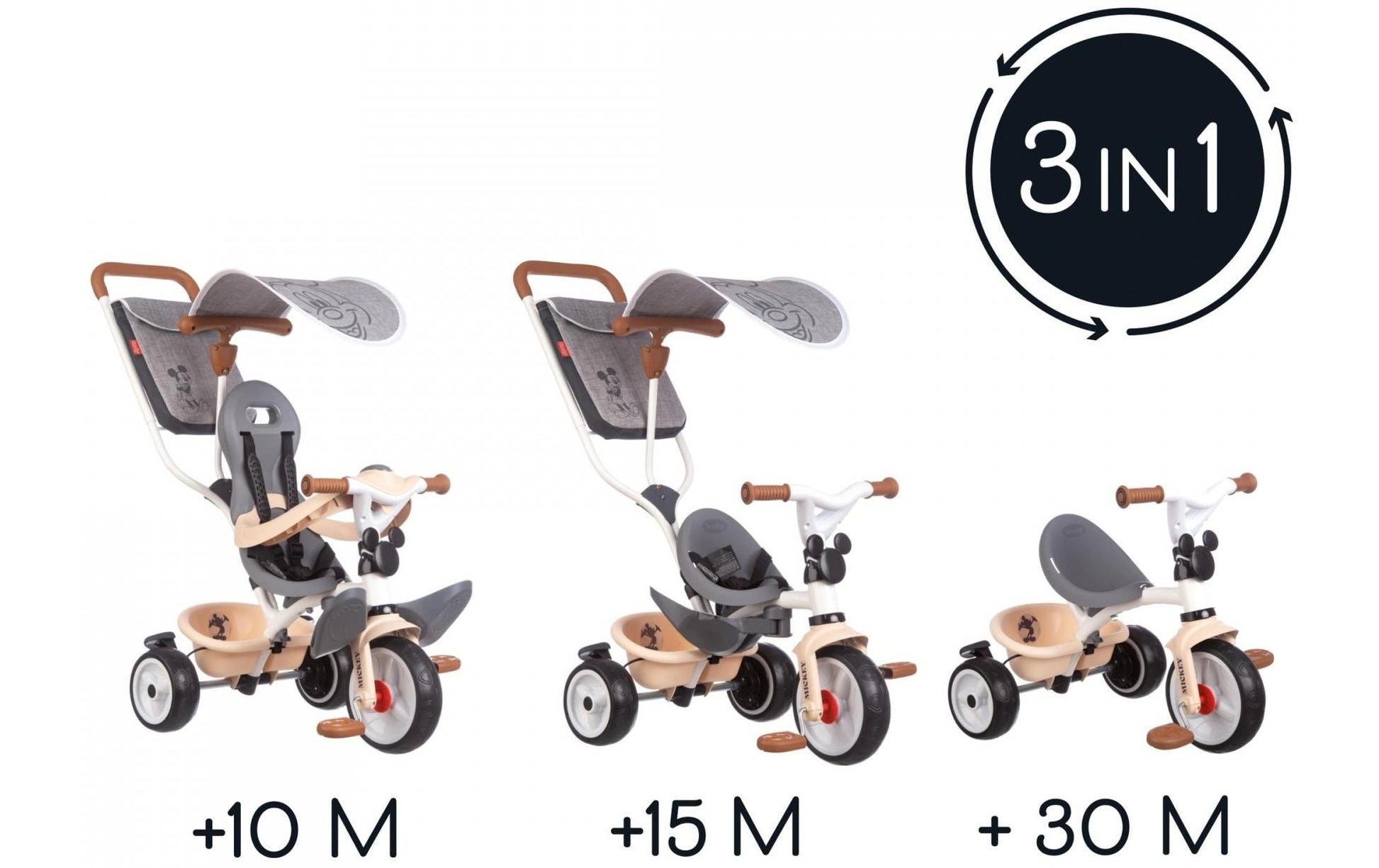Smoby Micky Dreirad – Schiebestange, verstellbarer Sitz – 68,0 × 101,0 × 52,0 cm – ab 10 Monaten
