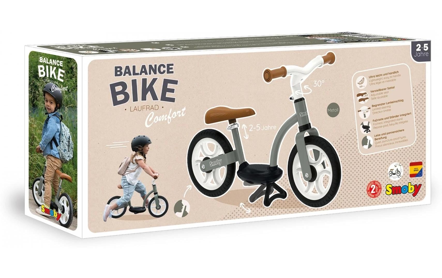 Smoby Laufrad Komfort – Sitzhöhe 33–38 cm – verstellbarer Sitz, höhenverstellbarer Lenker, bis 30 kg – ab 2 Jahren