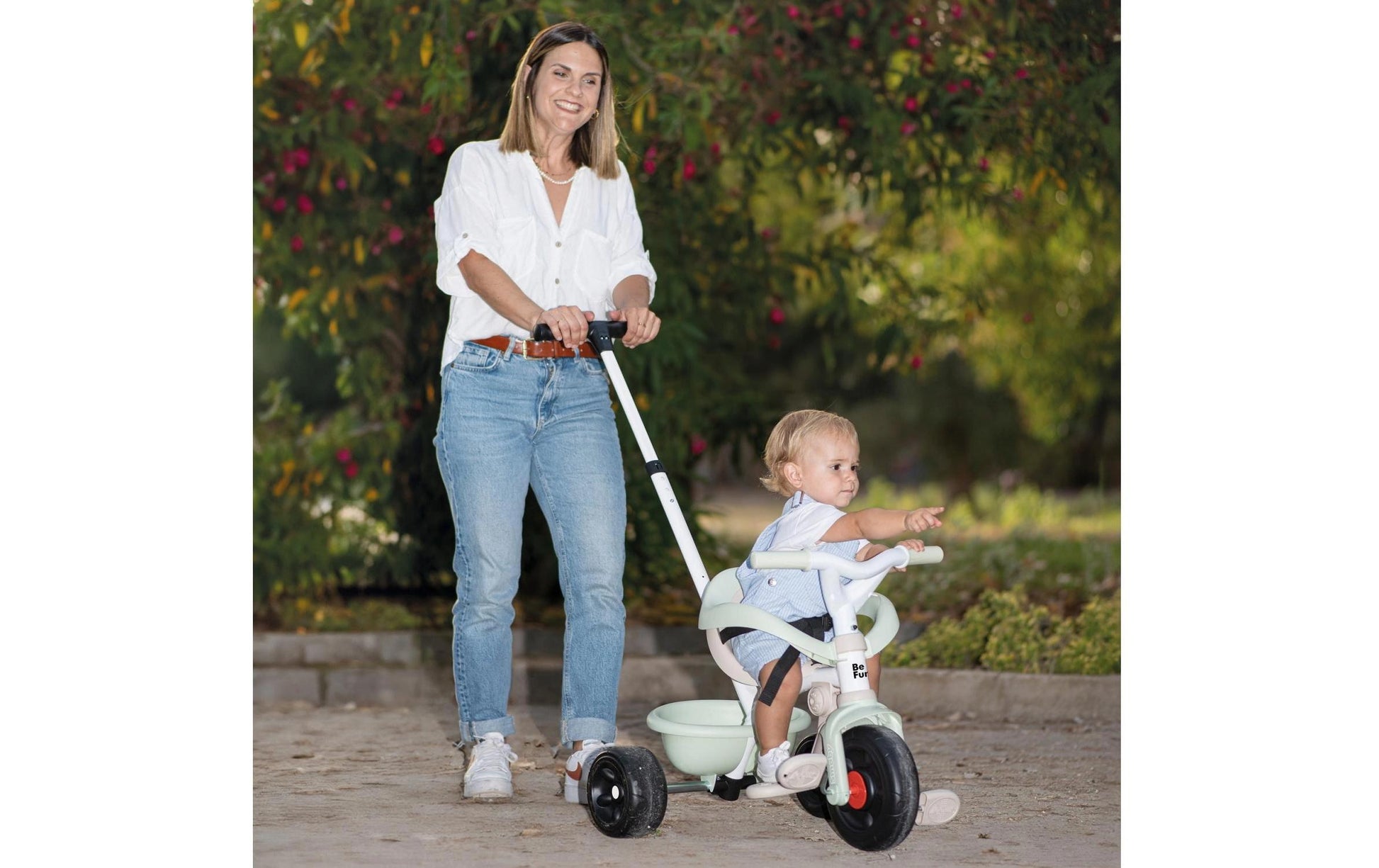 Smoby Be Fun Komfort Dreirad – Schiebestange, verstellbarer Sitz – 68 × 52 × 101 cm – ab 10 Monaten