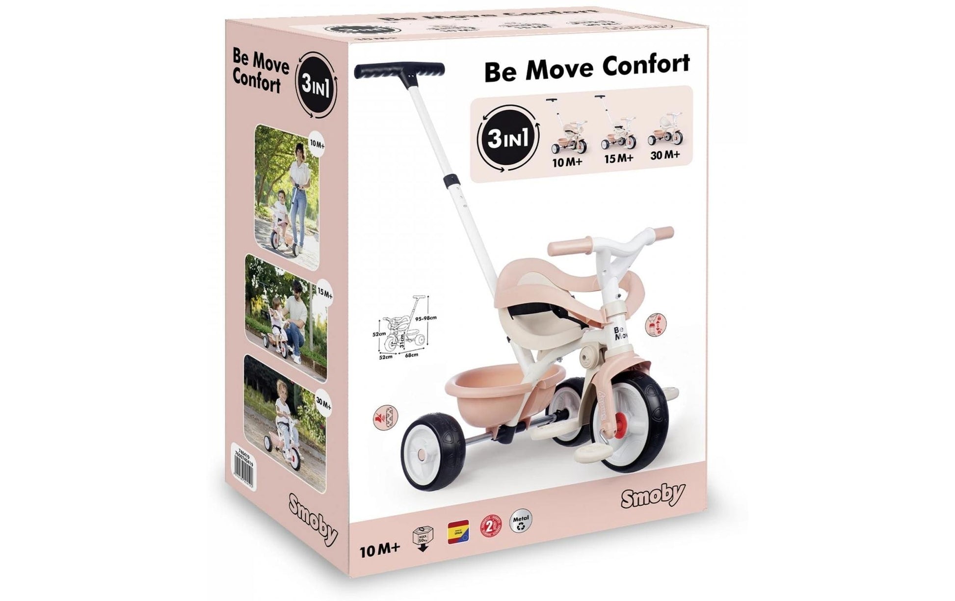 Smoby Be Move Komfort Dreirad – 68 × 101 × 52 cm – ab 10 Monaten – Kunststoff – rosa