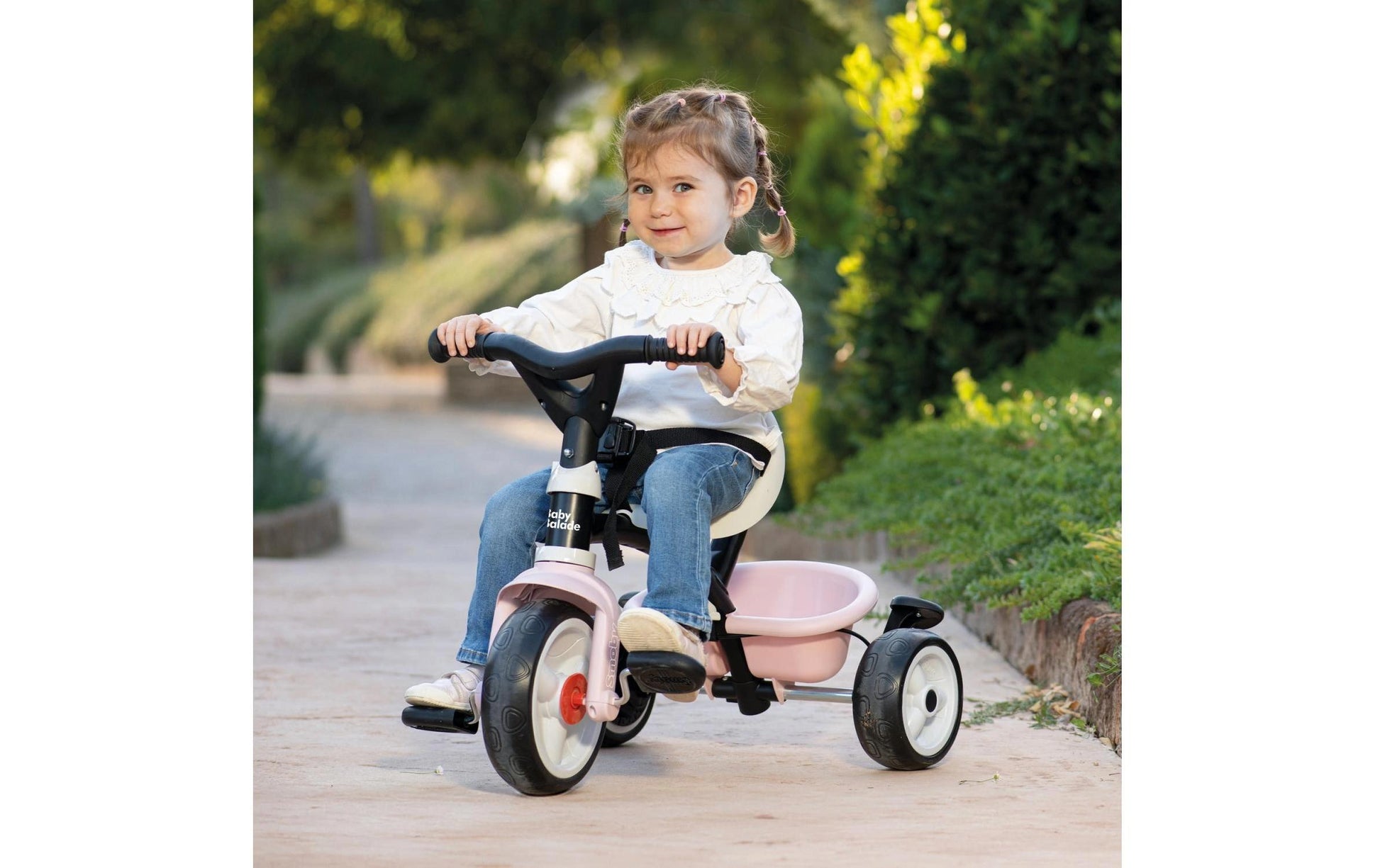 Smoby Dreirad Baby Balade – Schiebestange, Sitzgurt – 68 × 52 × 52 cm – ab 10 Monaten – rosa