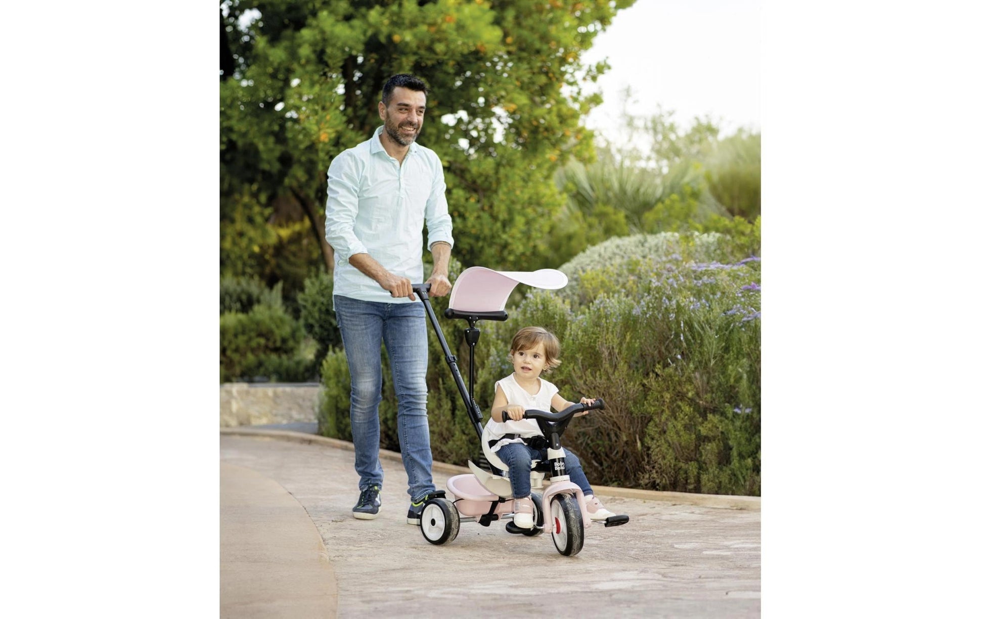 Smoby Dreirad Baby Balade – Schiebestange, Sitzgurt – 68 × 52 × 52 cm – ab 10 Monaten – rosa