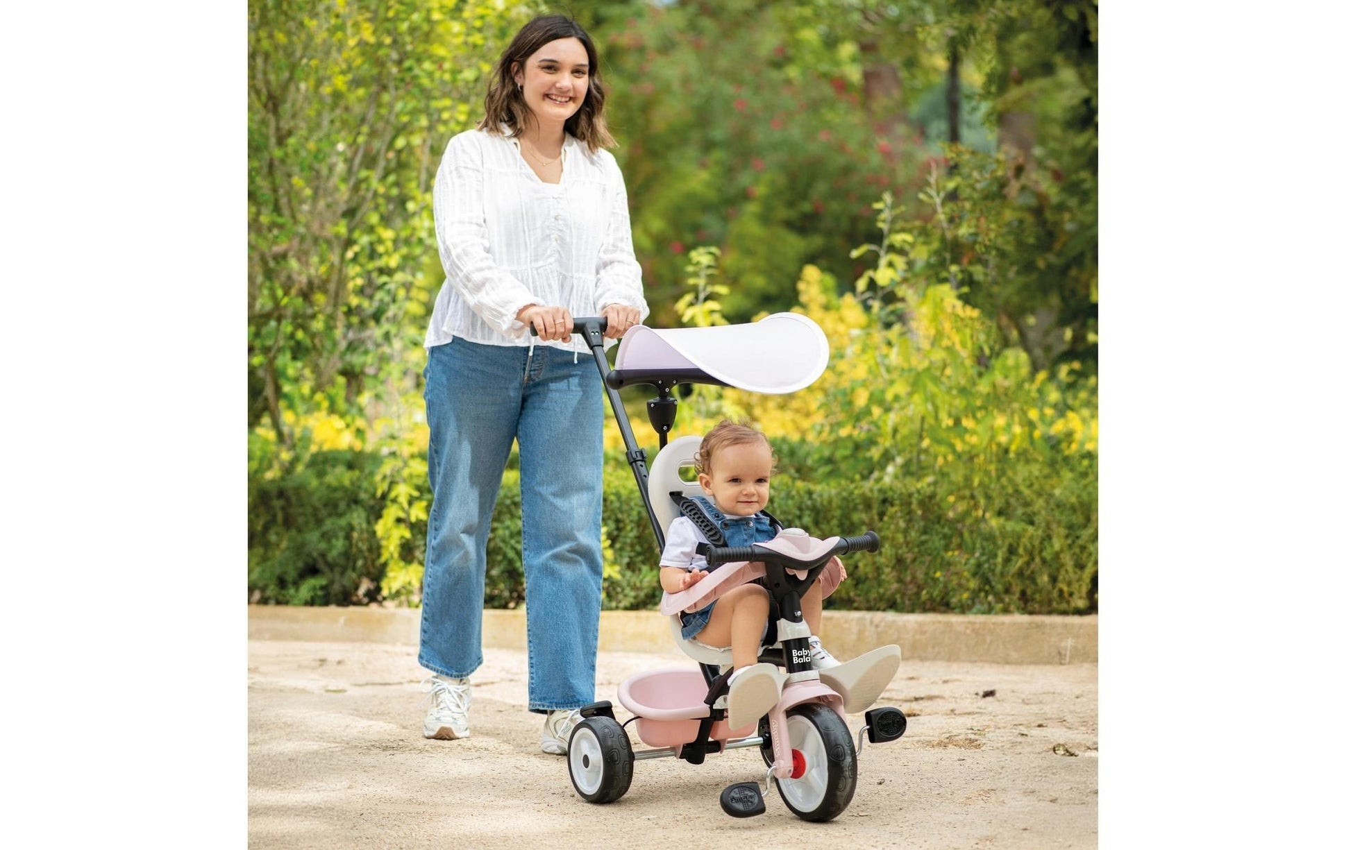 Smoby Dreirad Baby Balade – Schiebestange, Sitzgurt – 68 × 52 × 52 cm – ab 10 Monaten – rosa