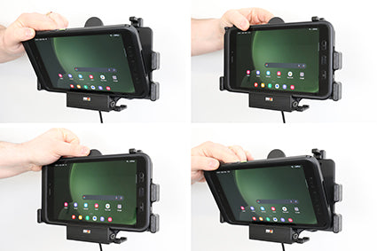 Brodit Fahrzeug-Dock für Samsung Galaxy Tab Active 5/3 – VESA 75×75, Ladefunktion 10–30 V – Schwarz