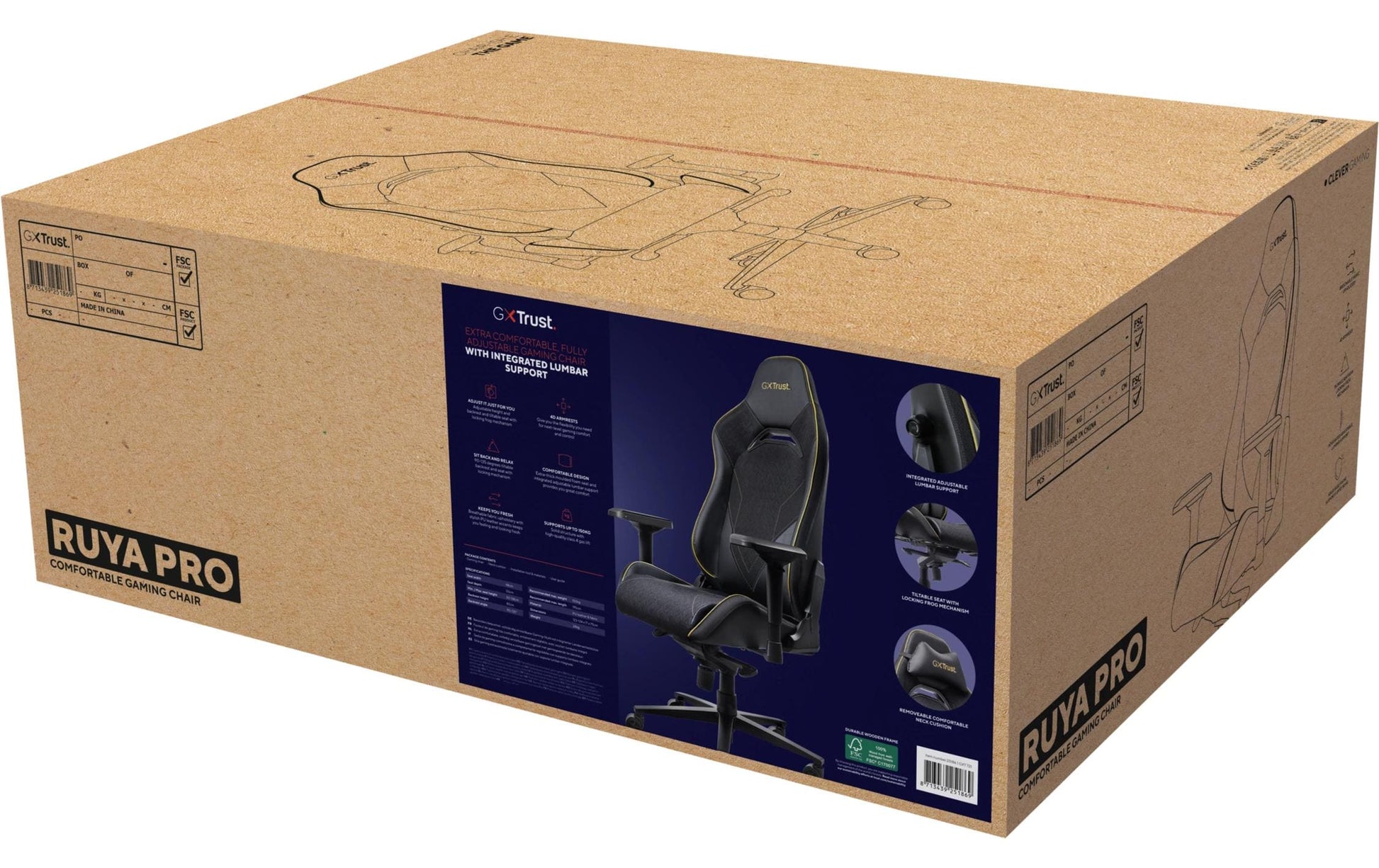 Trust Konferenzstuhl GXT721 Ruya Pro – 150 kg, schwarz