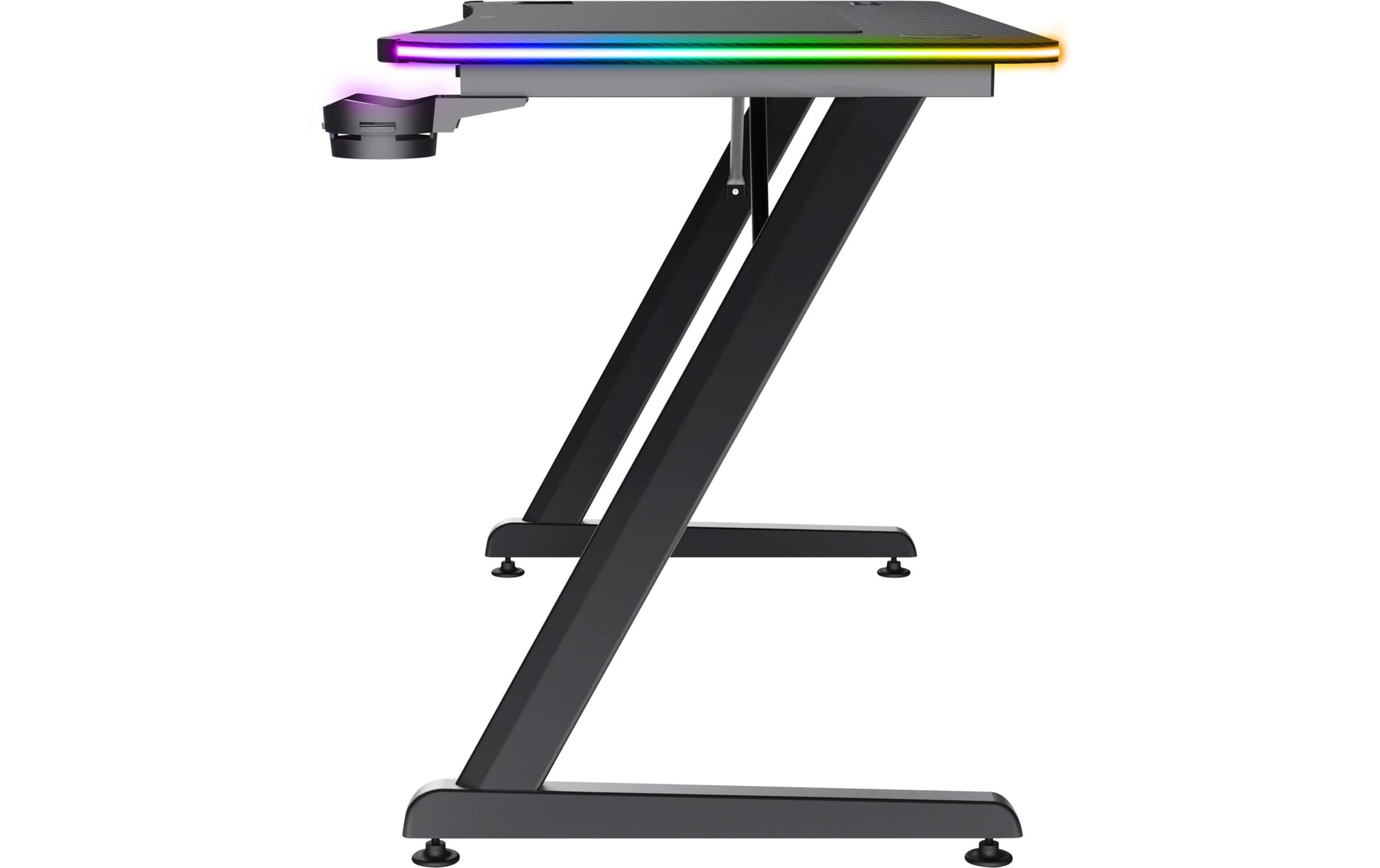 Trust GXT710 Luminus Pro – Rollbarer Computertisch, 1'200×600×740 mm, bis 150 kg, RGB-LED-Beleuchtung, Schwarz