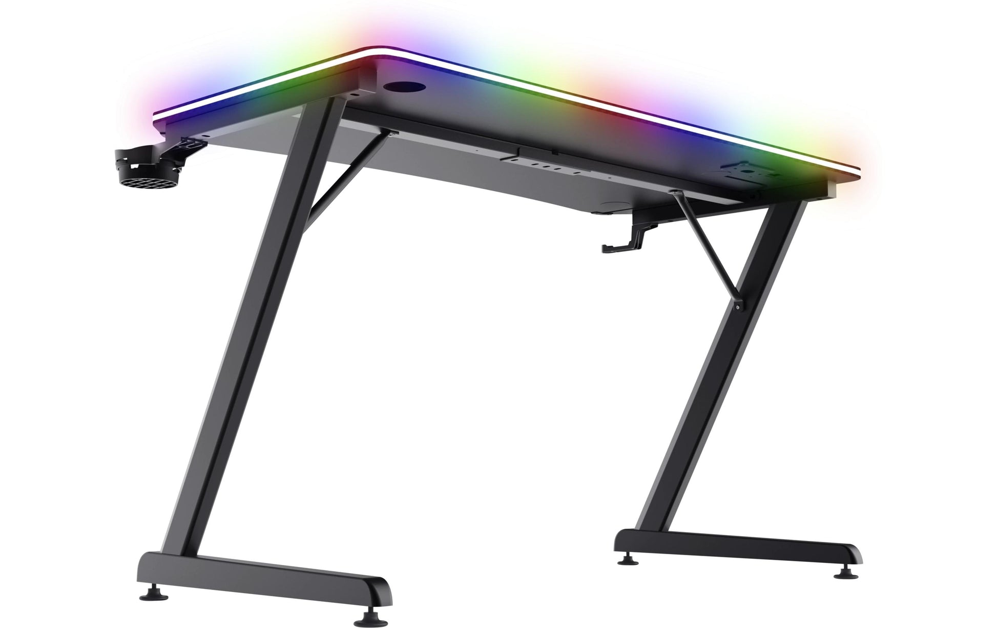 Trust GXT710 Luminus Pro – Rollbarer Computertisch, 1'200×600×740 mm, bis 150 kg, RGB-LED-Beleuchtung, Schwarz