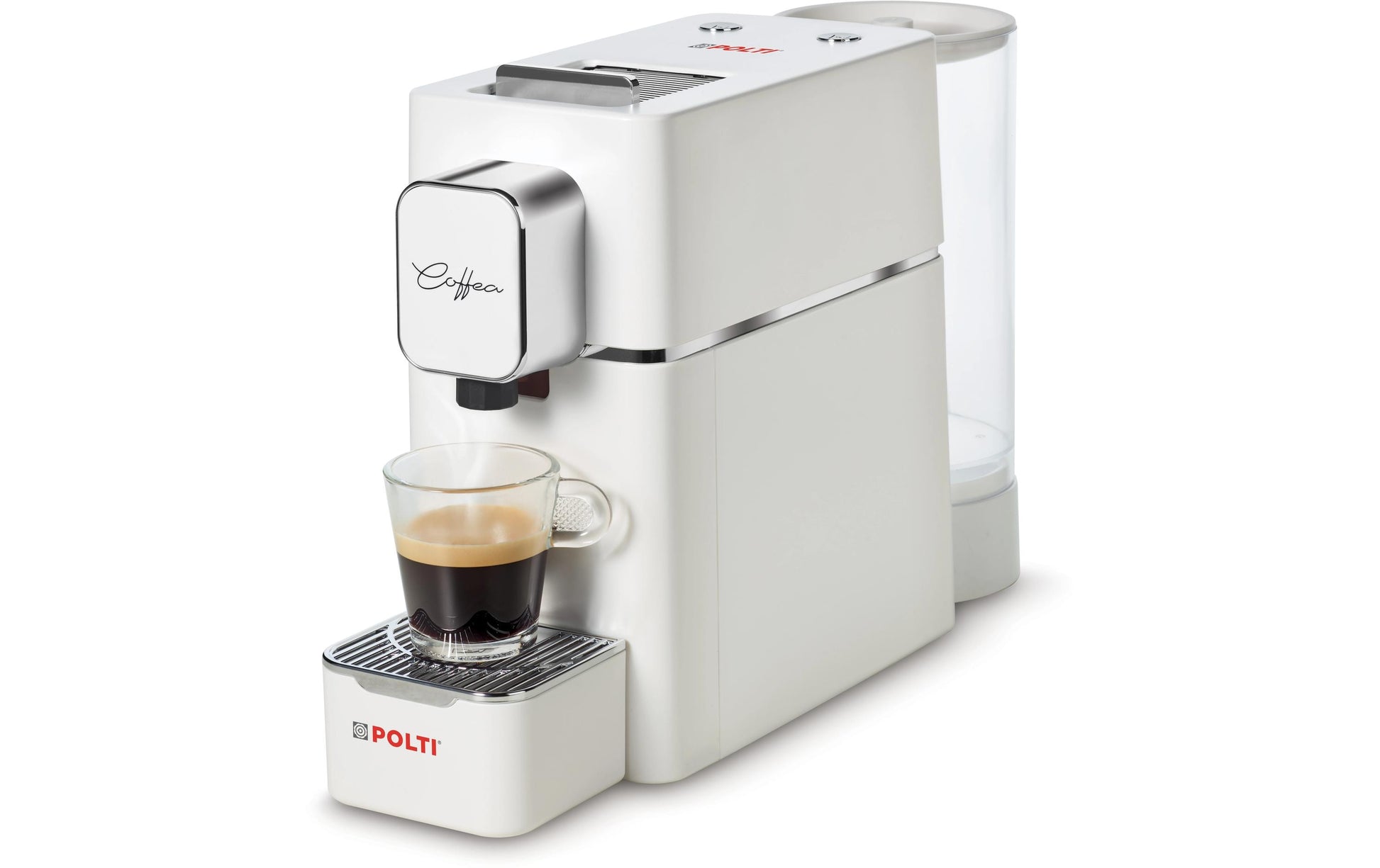 Polti COFFEA S15W Kapselmaschine – für E.S.E. Pads, 0,9 l, Silber/Weiss