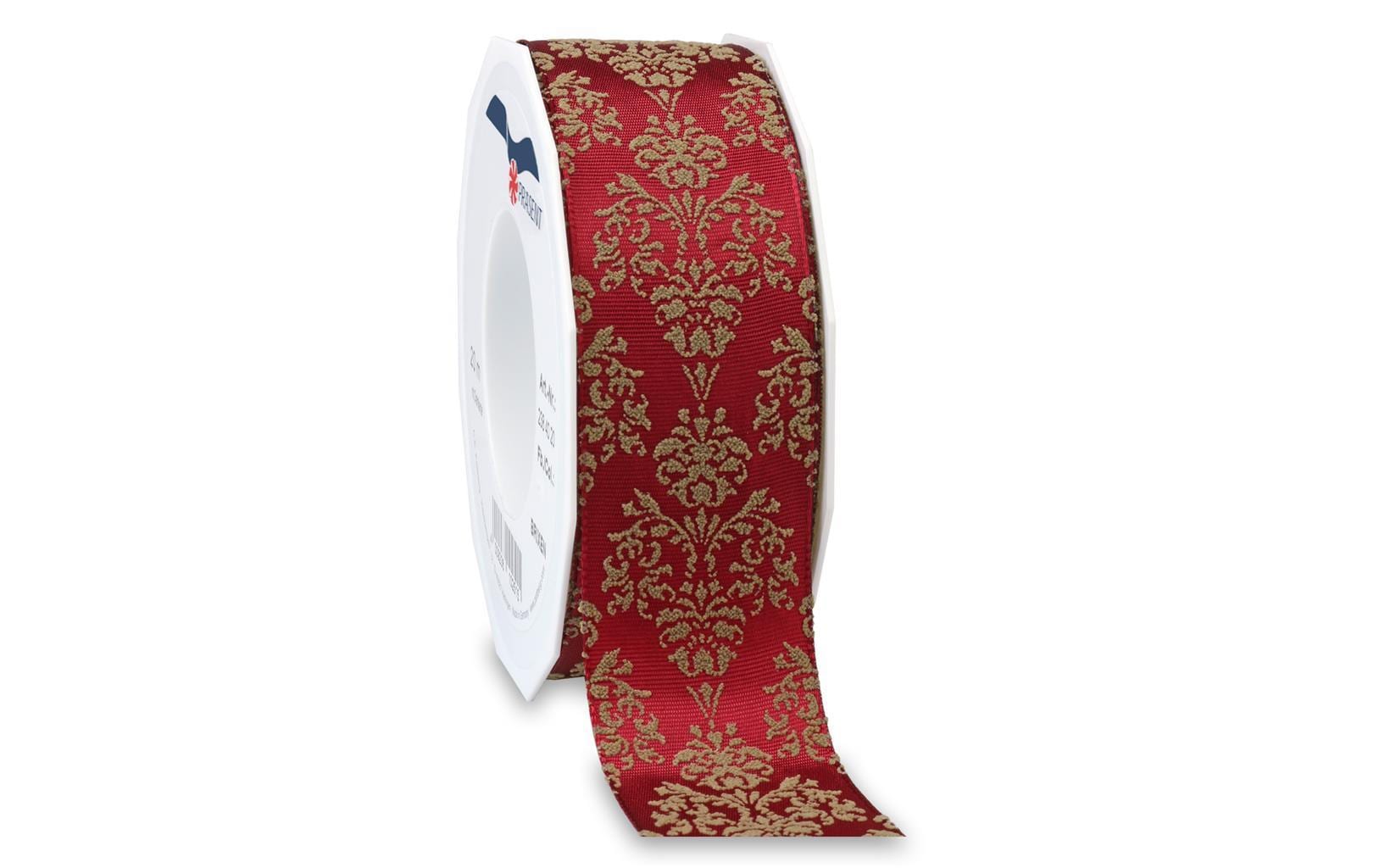 Pattberg Geschenkband BRIXEN Polyester Gold – 40 mm × 20 m – mit Draht, 12 Stk.