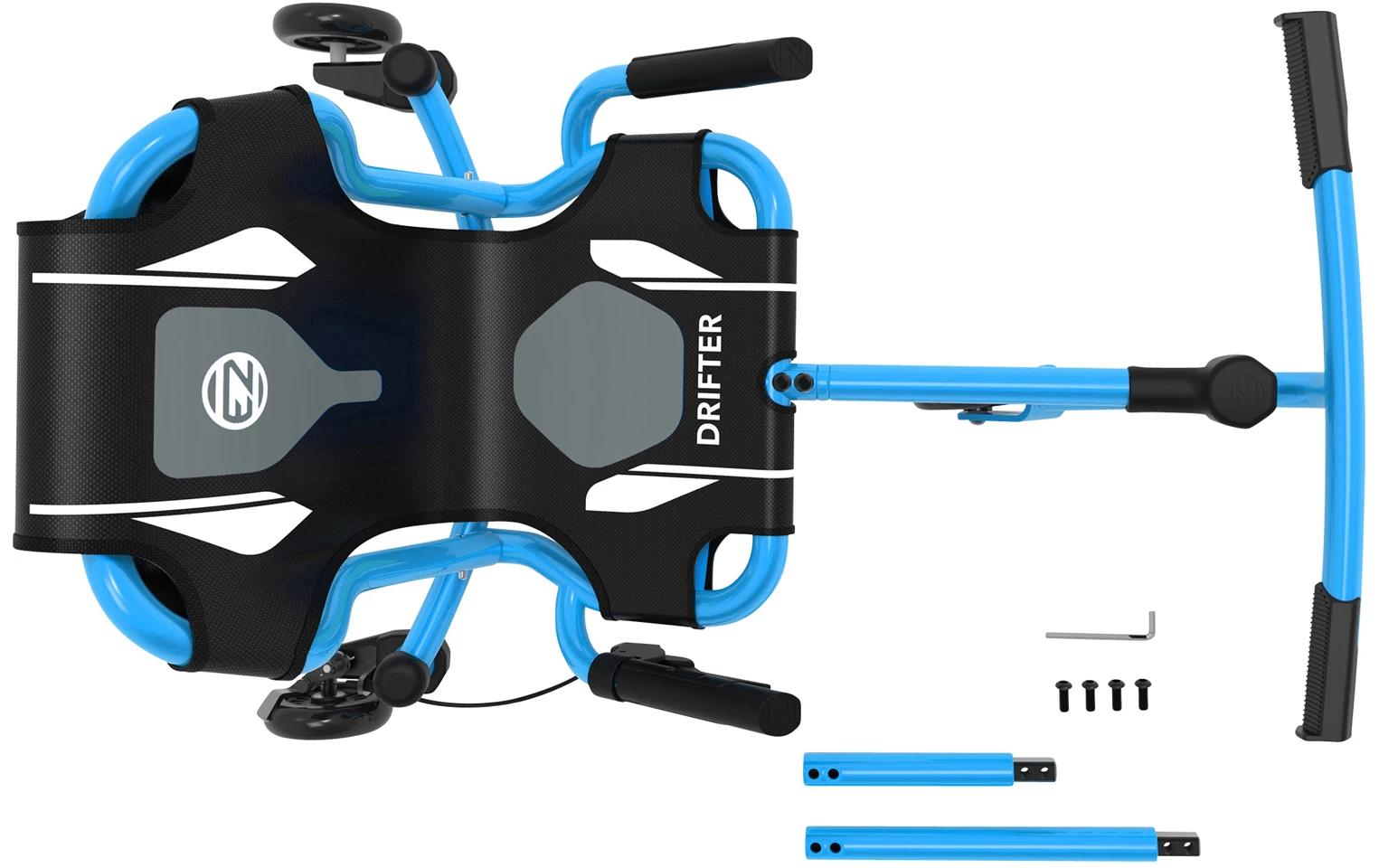 EzyRoller Drifter X Rutschfahrzeug – Handbremse, 70 kg – 54×37×112 cm – ab 6 J. – Stahl, Polyurethan – Blau