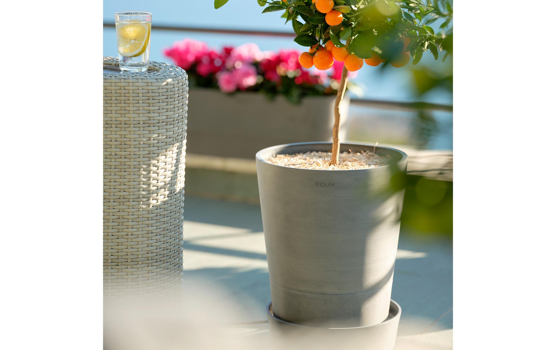 Boum Pflanztopf – 15 L – Kunststoff, Graubraun – Ø 32 × 36 cm