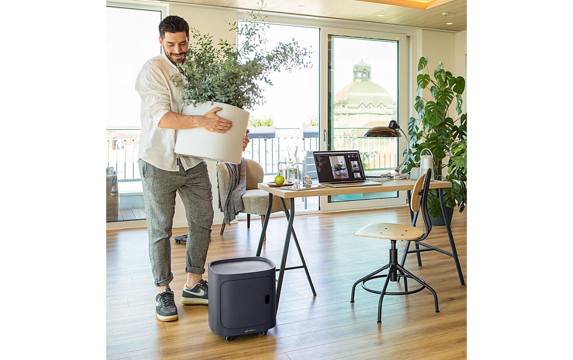 LECHUZA PILA Color Storage Aufbewahrungsbox 28,5 l – Kunststoff – sandbraun – 350 × 330 × 350 mm