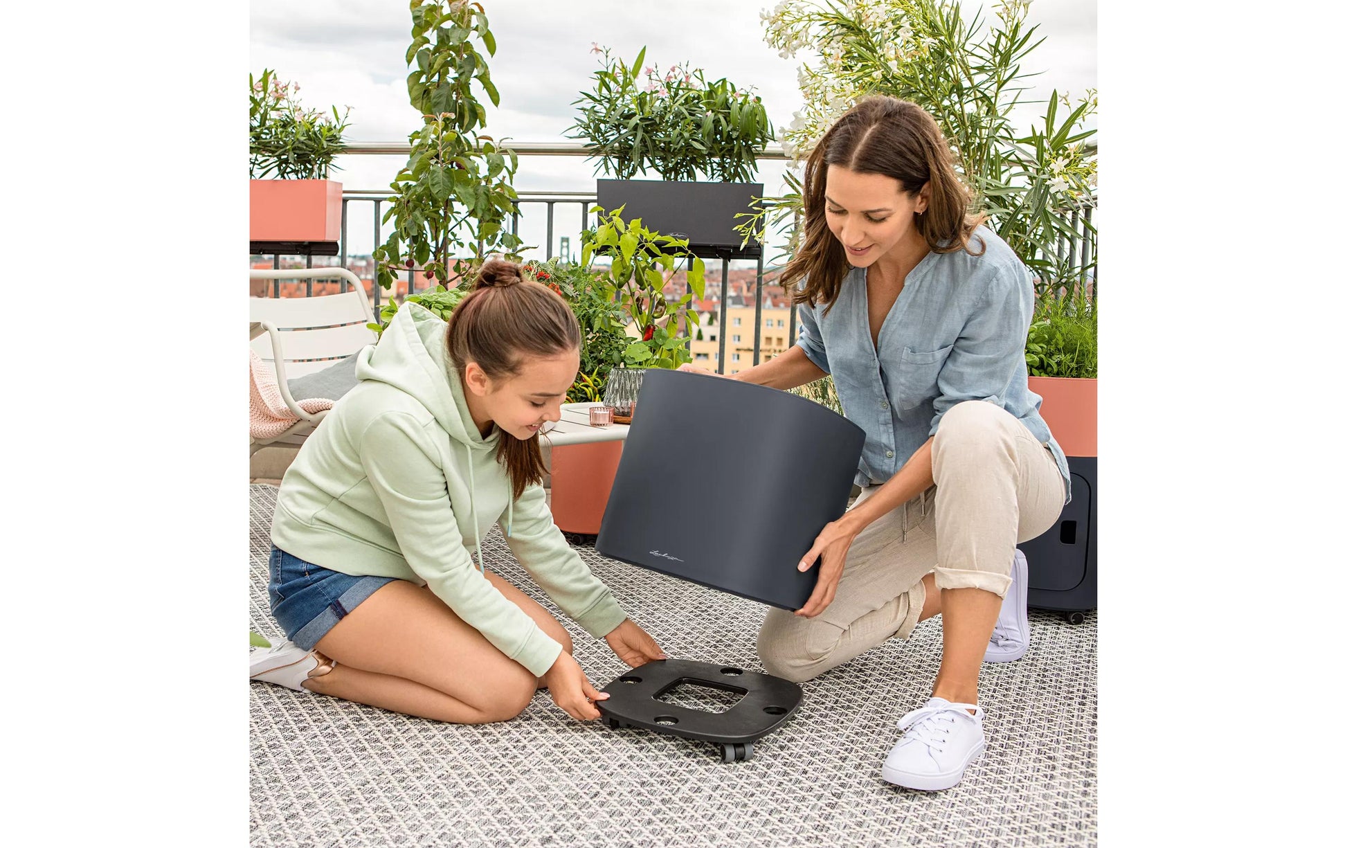 LECHUZA PILA Color Storage Aufbewahrungsbox 28,5 l – Kunststoff – sandbraun – 350 × 330 × 350 mm