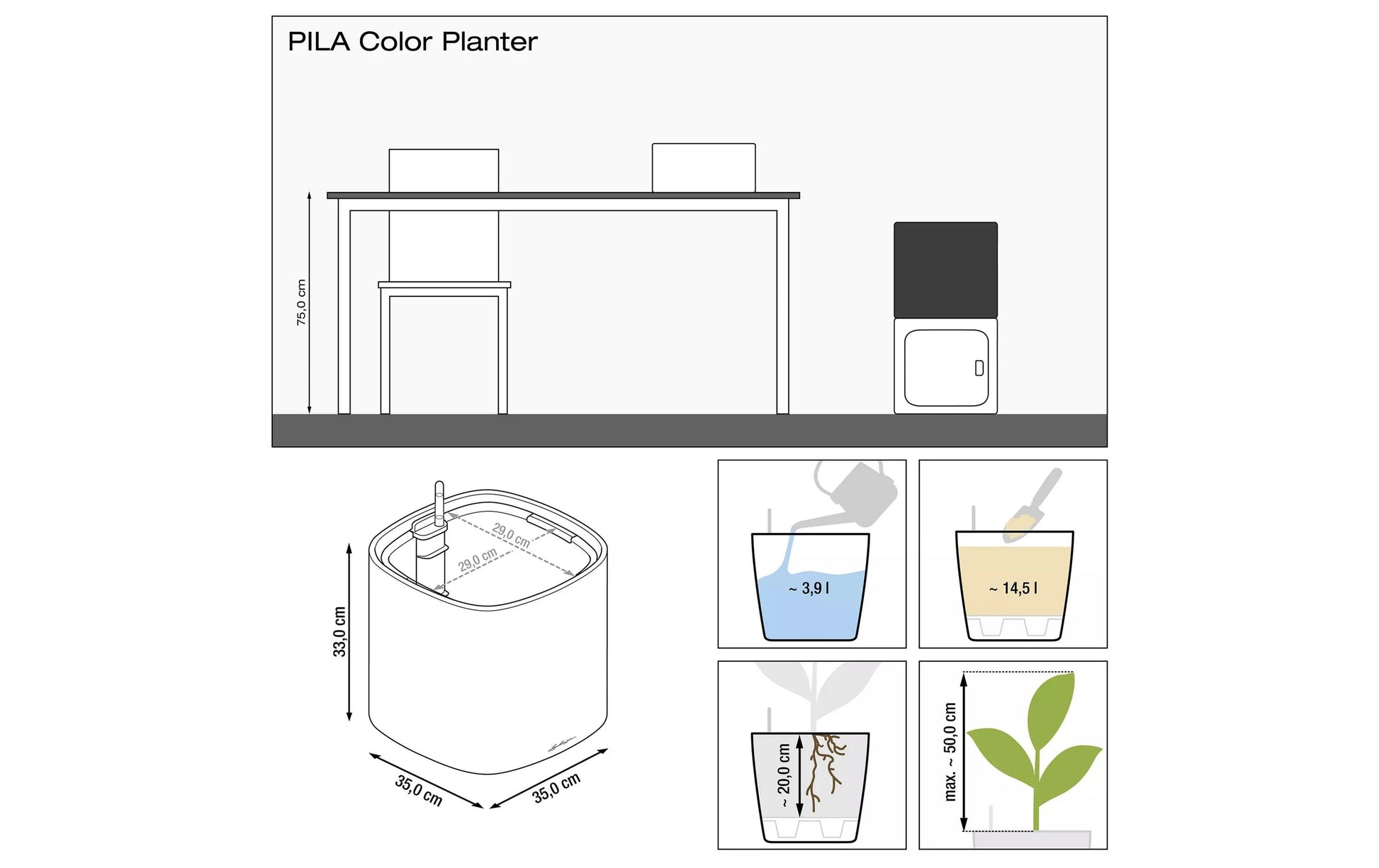 LECHUZA PILA Color Storage Aufbewahrungsbox 28,5 l – Kunststoff – sandbraun – 350 × 330 × 350 mm