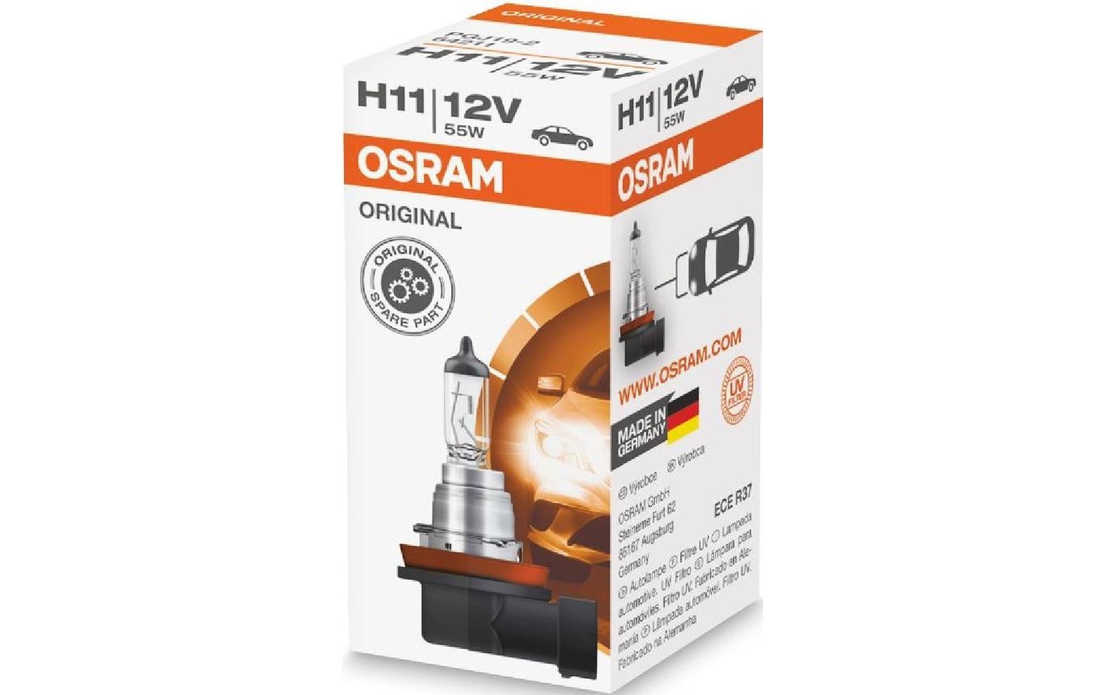 Osram Halogen-Leuchtmittel H11 PGJ19-2 – 1350 lm, 55 W – für Personenwagen – 1 Stk.
