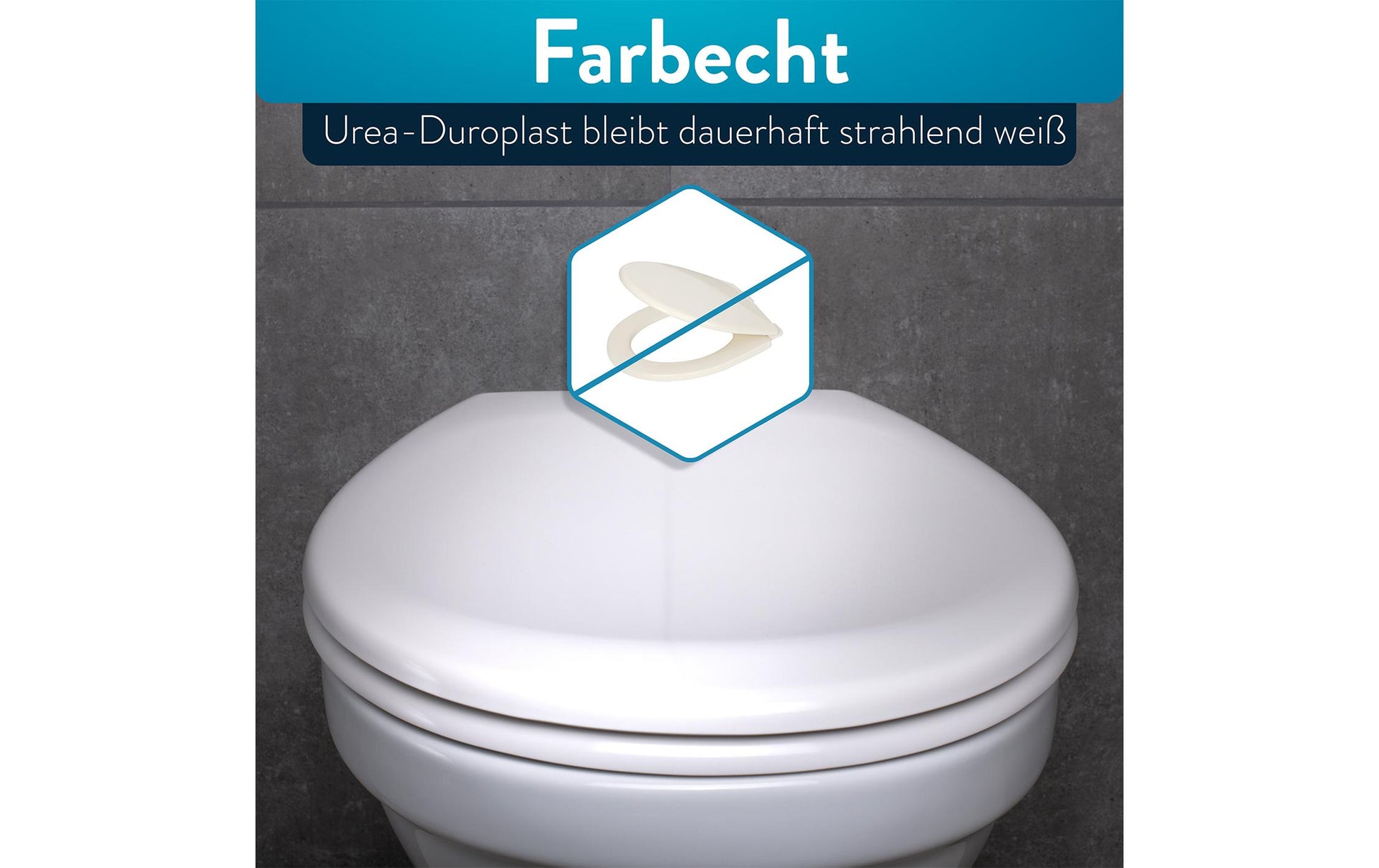 Benkstein Ovaler WC-Sitz – Kunststoff, Edelstahl, Weiss, 37,5 × 46,4 cm
