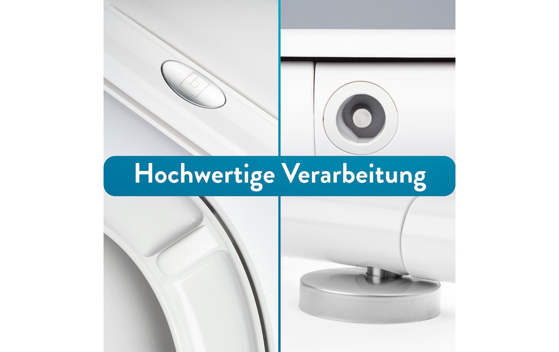 Benkstein Ovaler WC-Sitz – Kunststoff, Edelstahl, Weiss, 37,5 × 46,4 cm