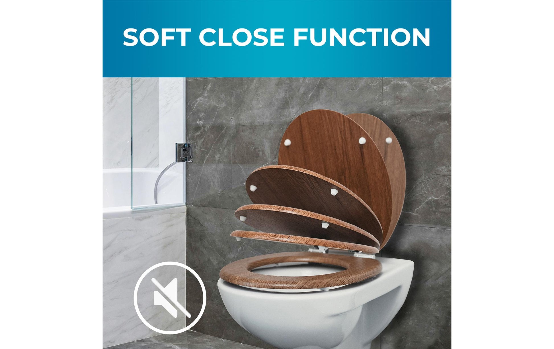 Benkstein WC-Sitz – MDF, dunkelbraun, für Scharniere 130–185 mm, 37,5 × 43,5 cm