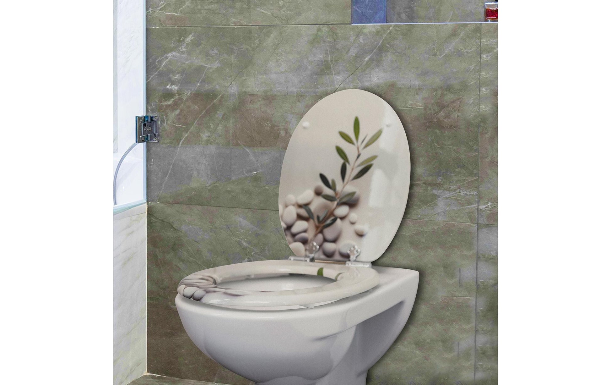 Benkstein WC-Sitz – MDF, Hellgrau, für Scharnierbreite 130–185 mm, 37,5 × 43,5 cm