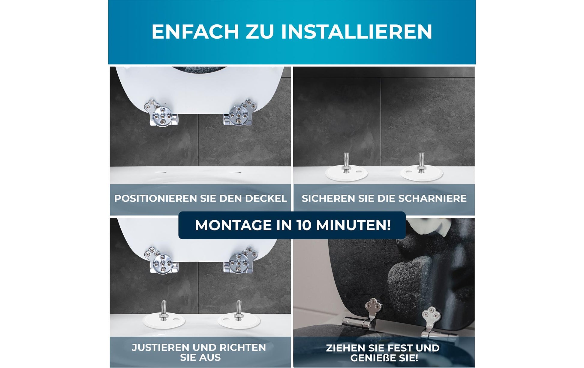 Benkstein WC-Sitz – MDF, Dunkelgrau, 37,5 × 43,5 cm