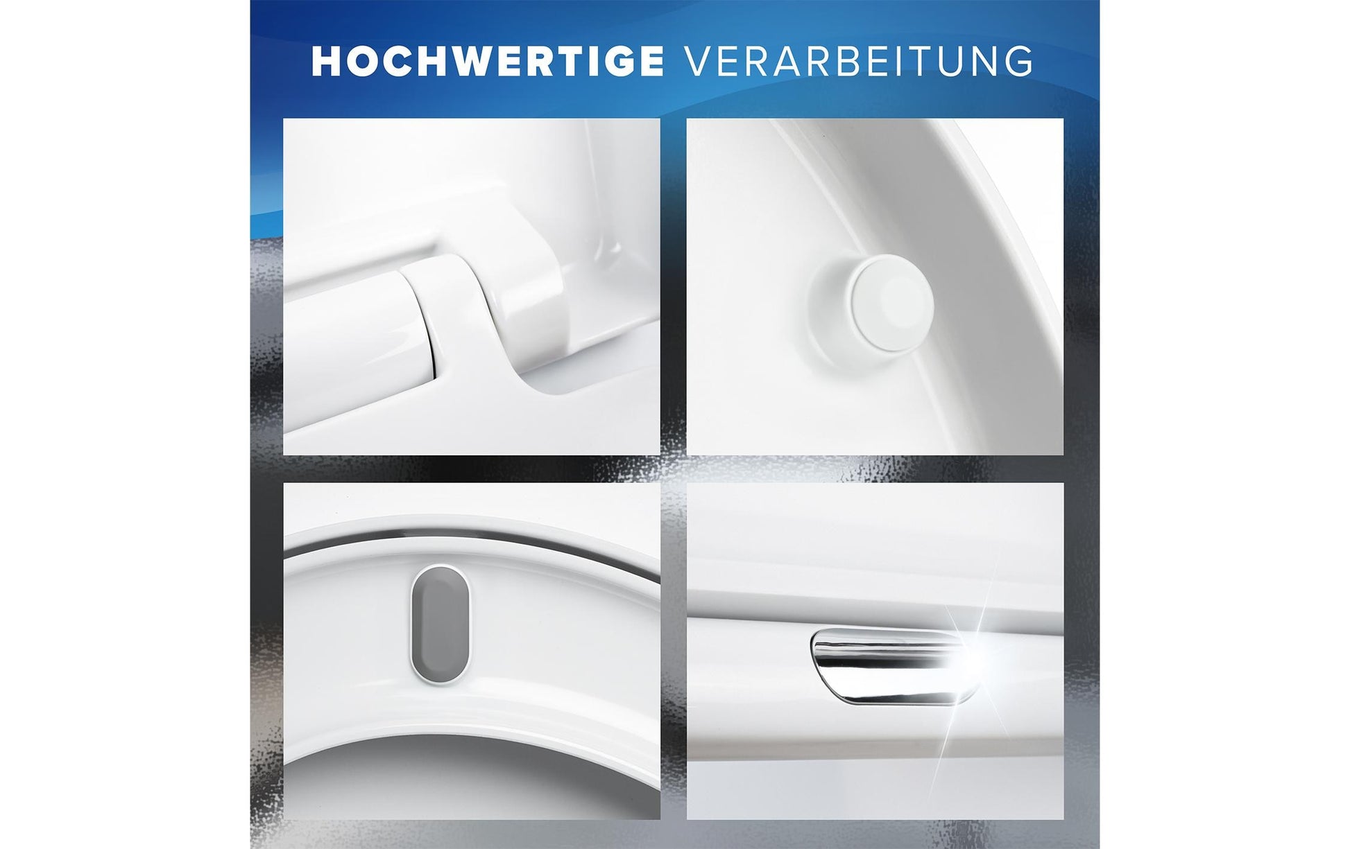 Benkstein D-Form – WC-Sitz – Kunststoff, Edelstahl, Weiss, 36 × 42,5 cm