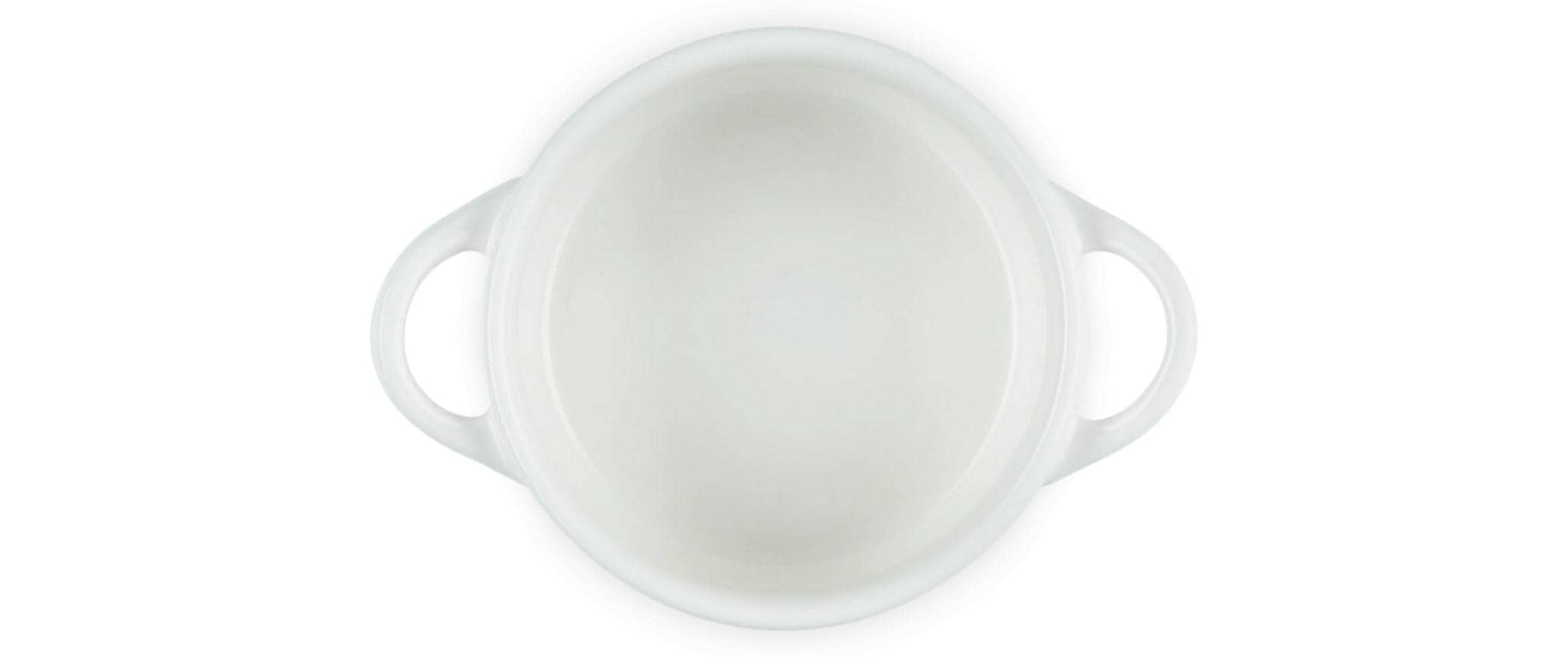 Le Creuset Mini-Kasserolle Petite Kasserolle – 250 ml, 13,8 × 4,4 × 8,1 cm, Steingut/Emaille, Weiss, mit Deckel