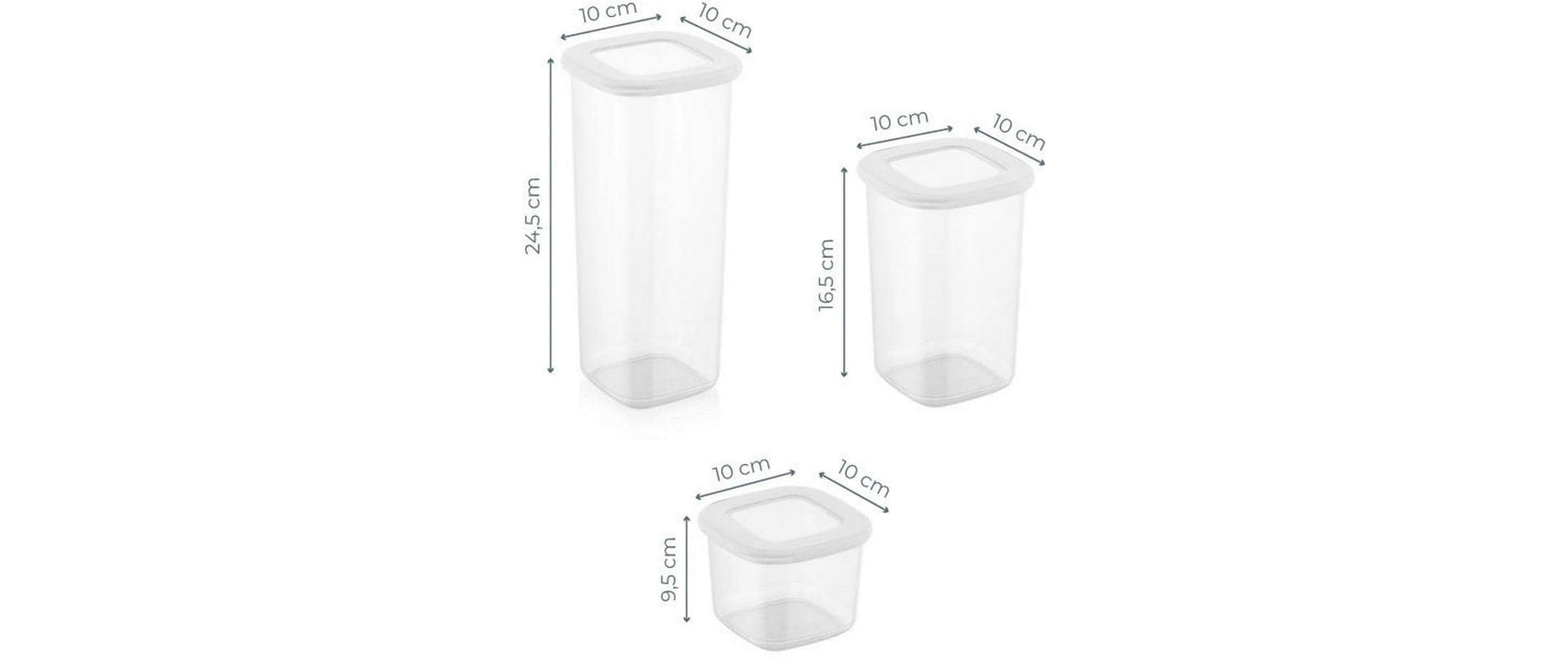 Hermia Vorratsdosen-Set 3×500 ml, 3×1,2 l, 3×1,8 l, Kunststoff, Weiss