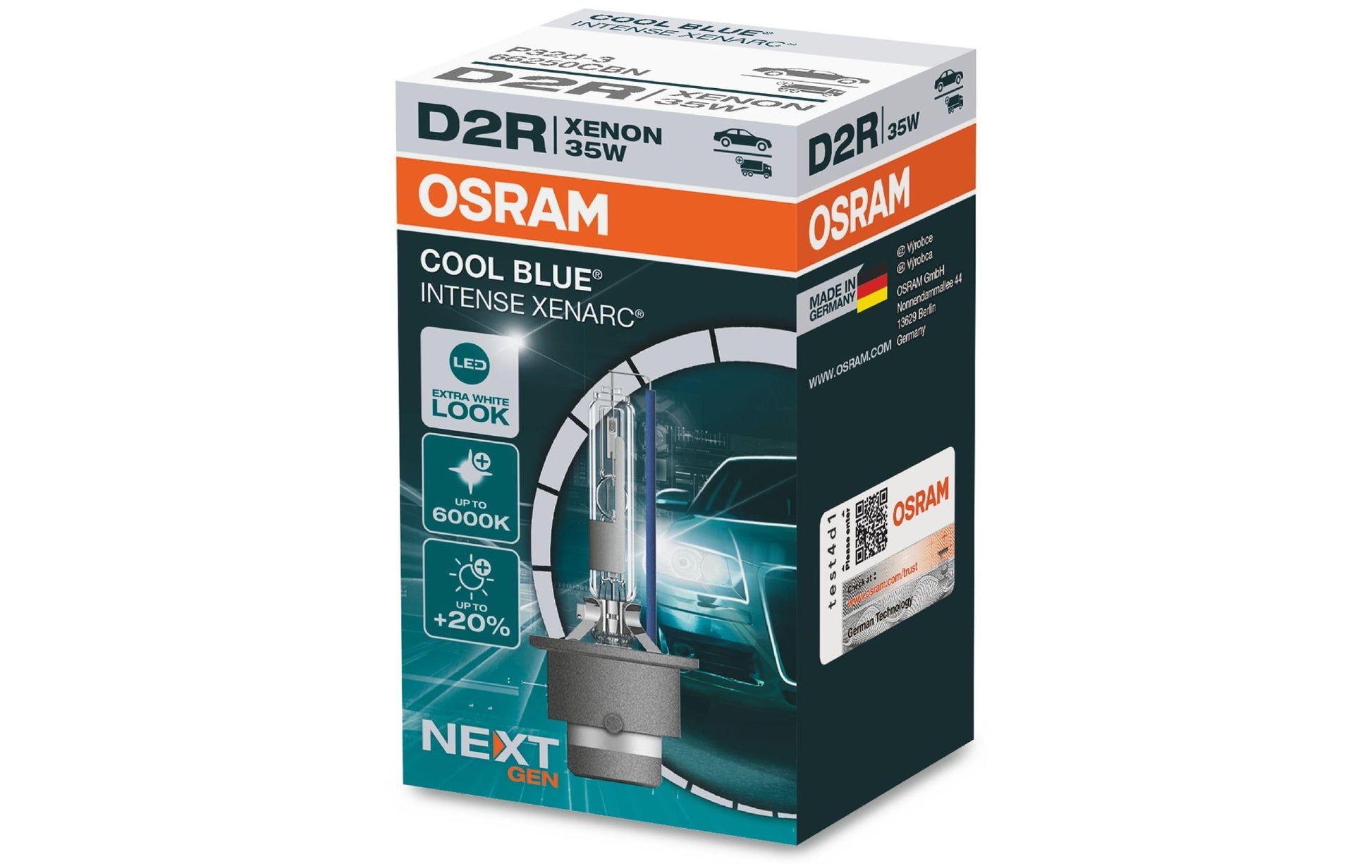 Osram Leuchtmittel XENARC CBN D2R P32d-3 – 35 W, 12 V, 7,7 cm – Blau