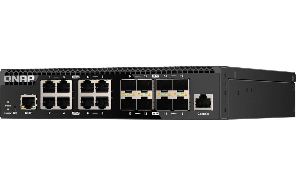 QNAP QSW-M3216R-8S8T – Smart-Managed L2/L3 Switch – 8× 1/2,5/5/10G, 8× SFP+, 19", 1U