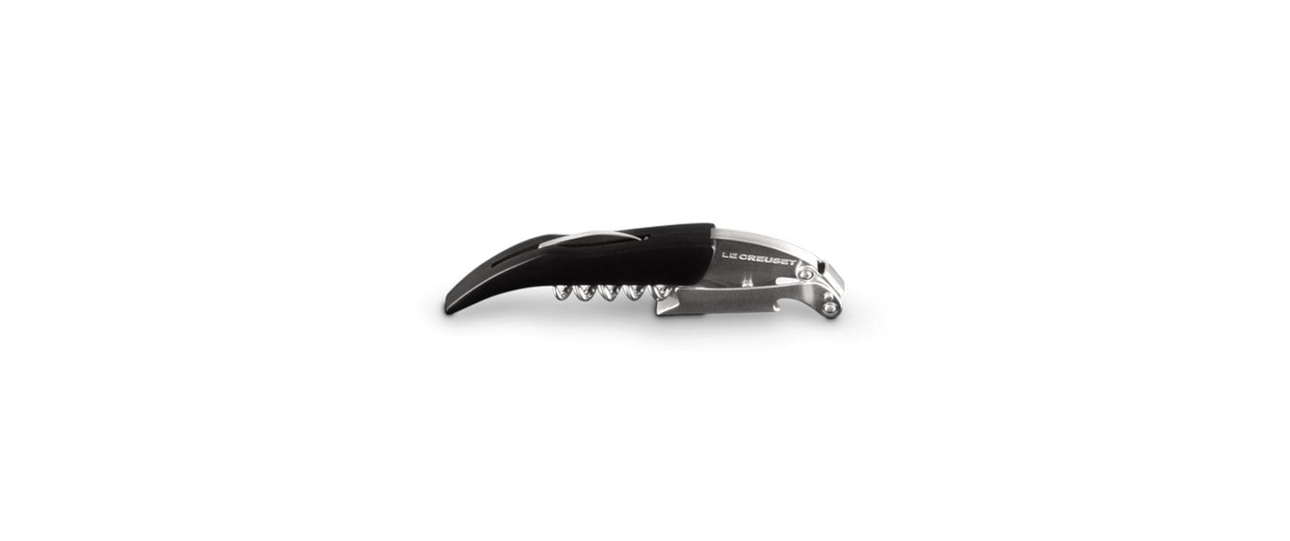 Le Creuset Kellnermesser WT-100 – 12,8 × 3,6 × 1,5 cm, Edelstahl, Schwarz, Grau, Folienschneider