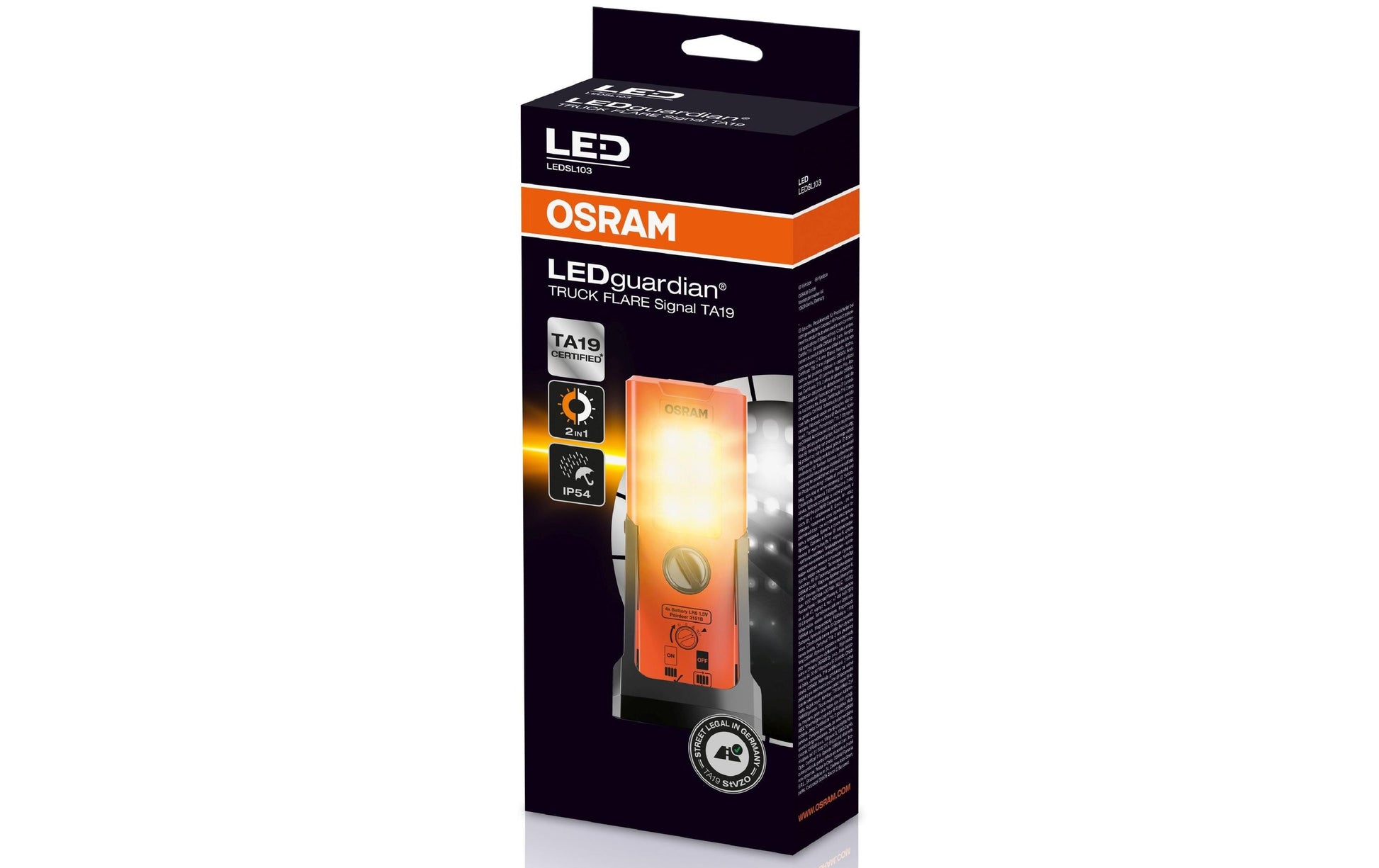 Osram Warnleuchte – LEDguardian Truck TA19 – Orange/Weiss – 90,7 mm – LED – für Auto und Lastwagen