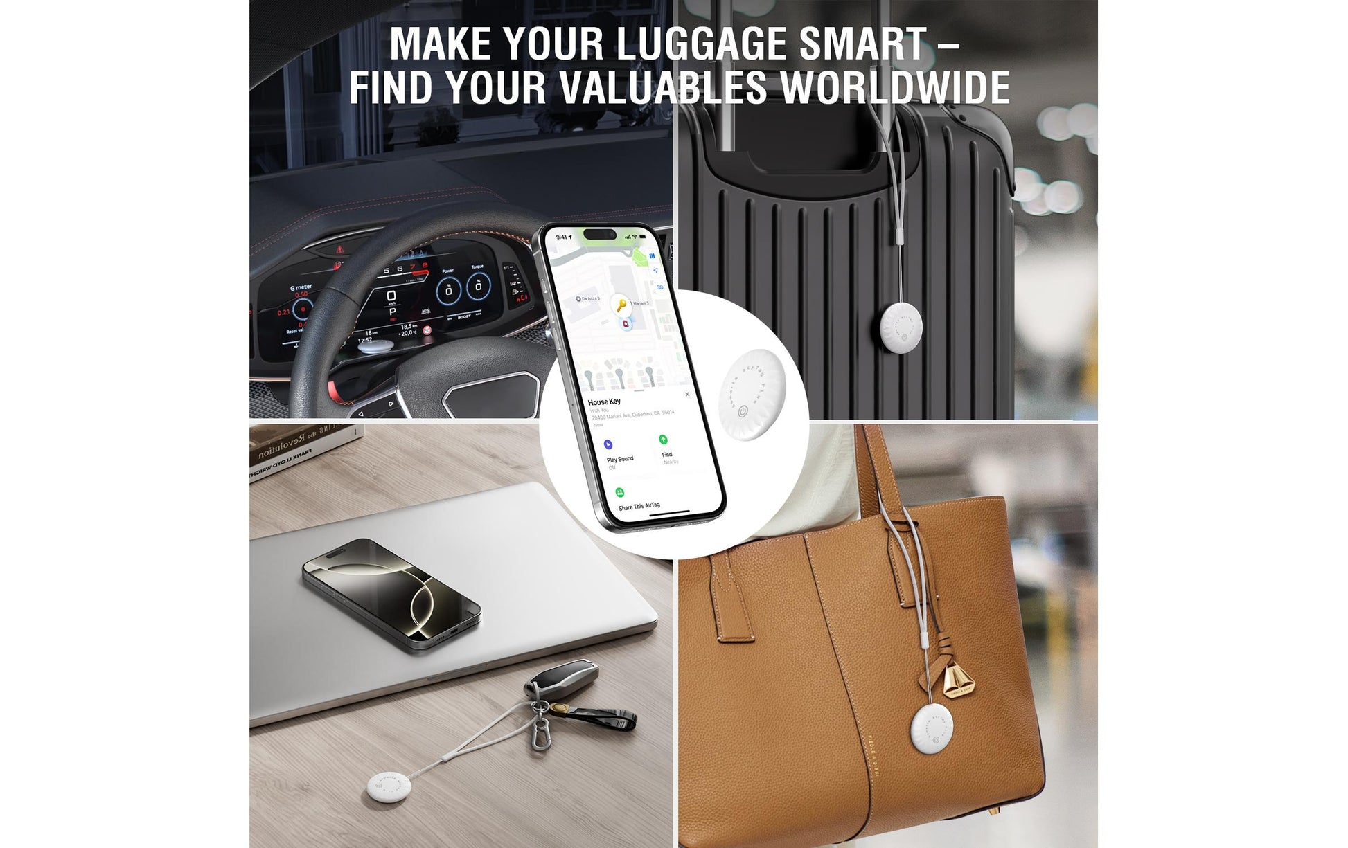 4smarts Navigationszubehör SkyTag Plus 4er – für Apple Find My-App, Weiss