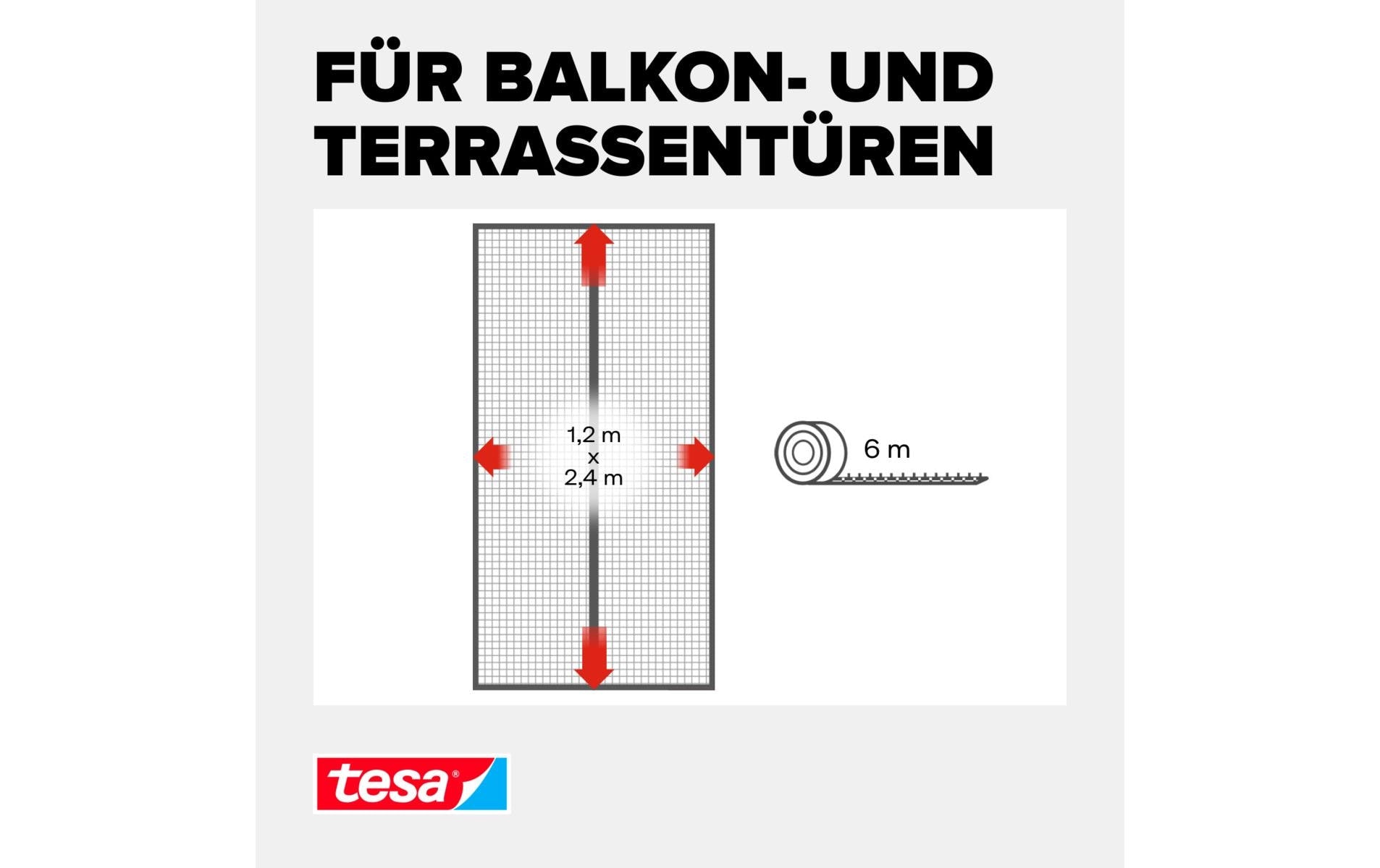 TESA Fliegengitter Tür – 120 × 240 cm – Anthrazit – Magnetbefestigung, selbstschliessend – für Fluginsekten